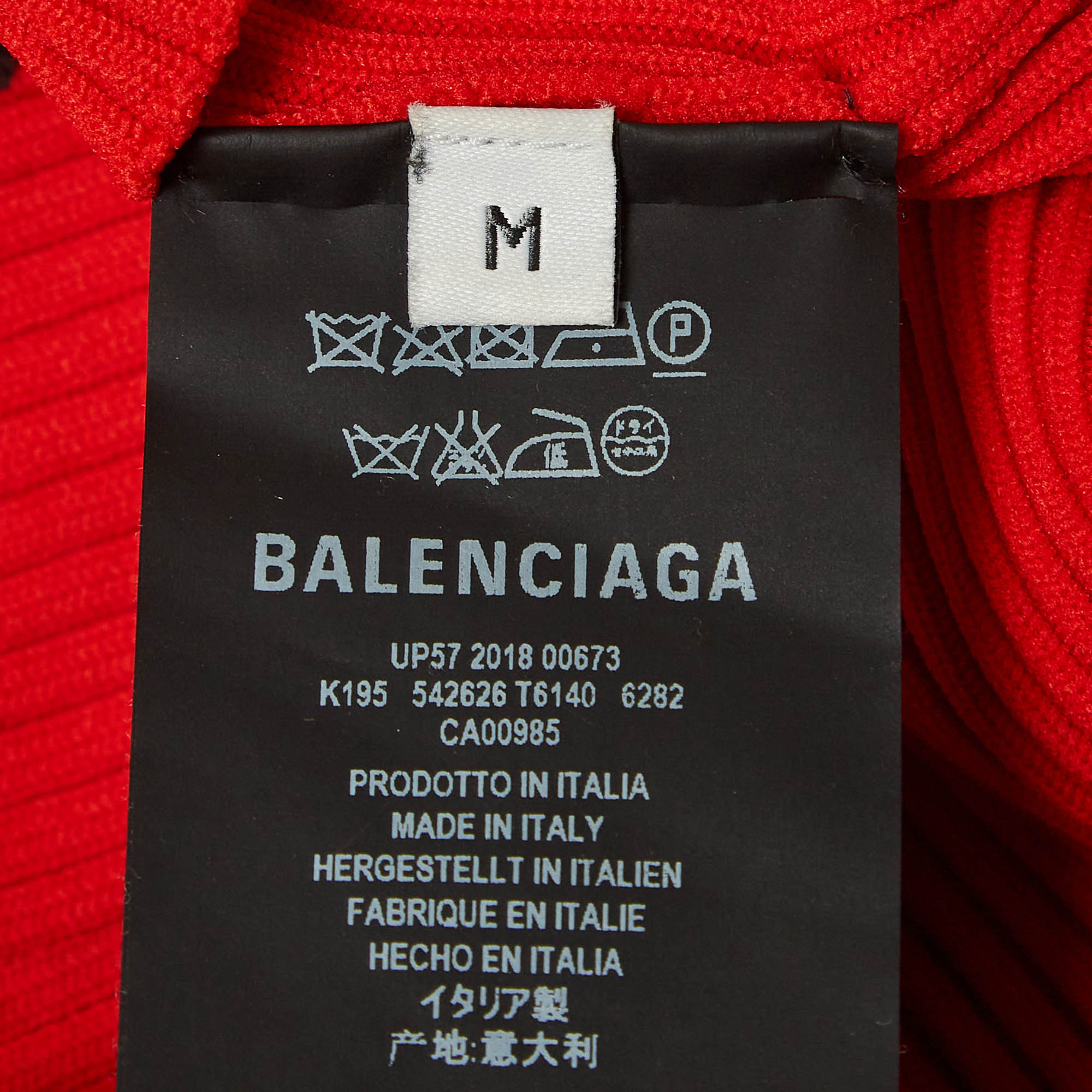 Balenciaga Red Logo Print Rib Knit Turtleneck Sweater M