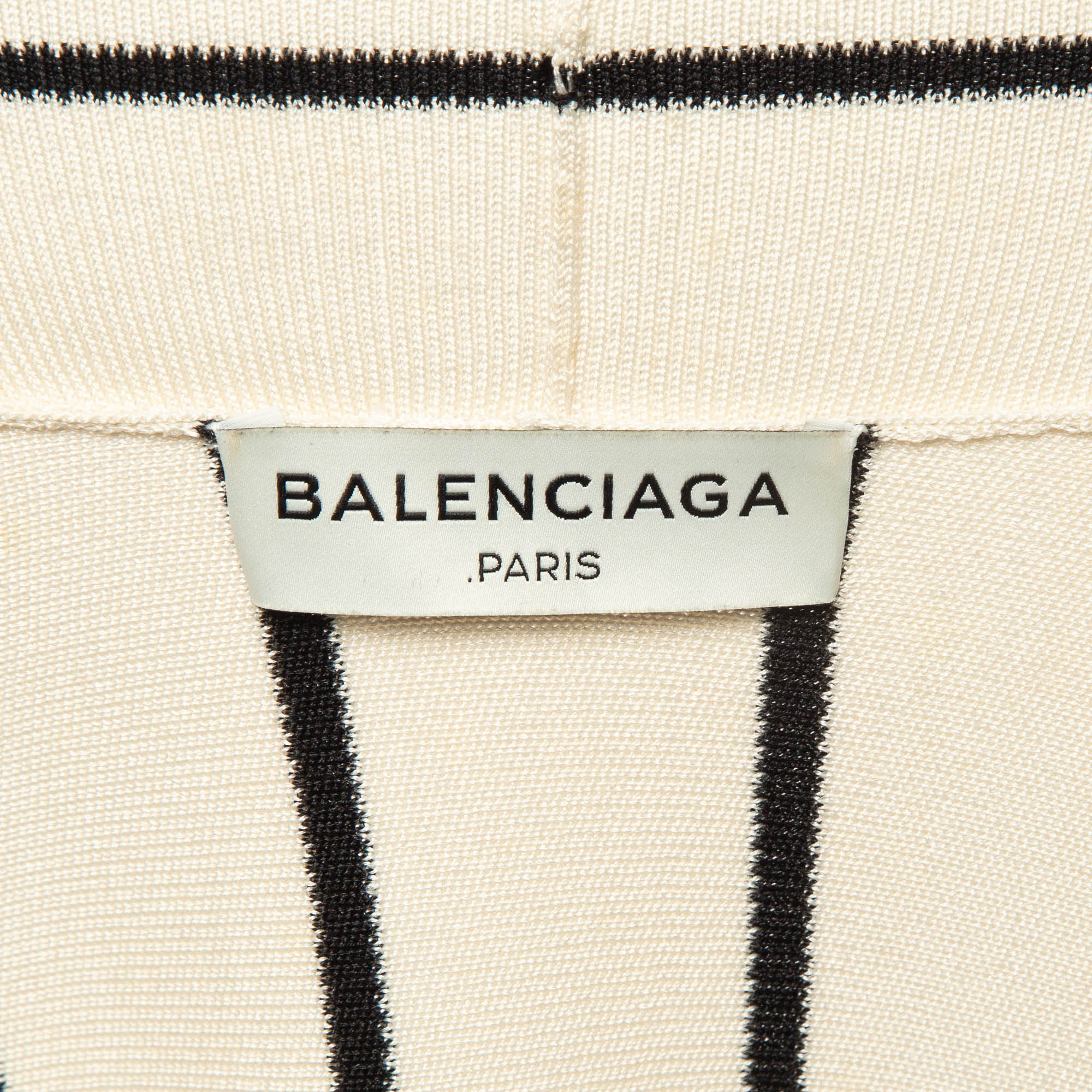 Balenciaga Cream Striped Silk Knit Cardigan M