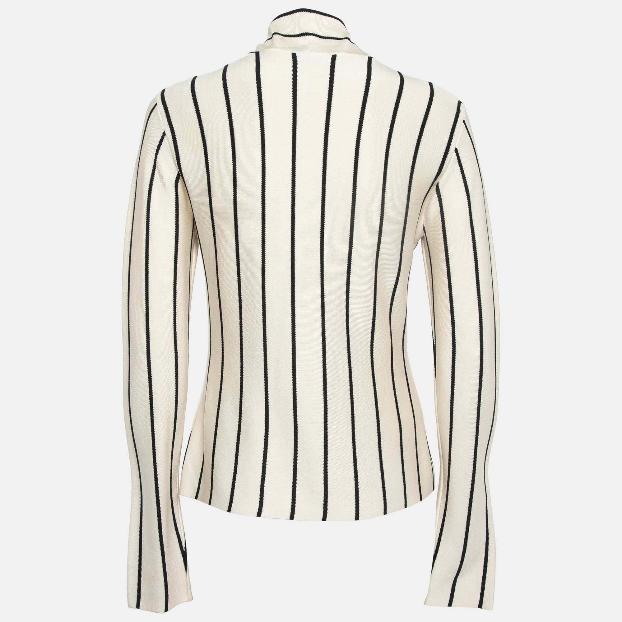 Balenciaga Cream Striped Silk Knit Cardigan M