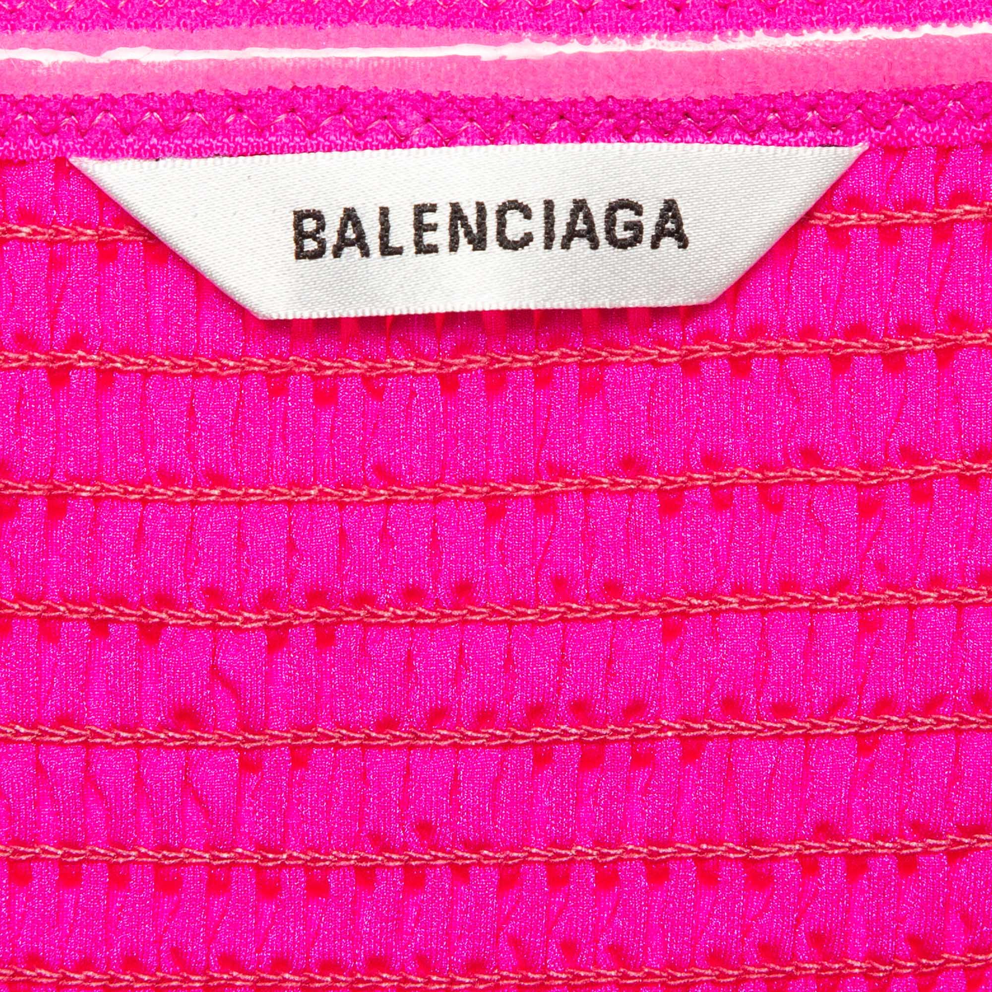 Balenciaga Pink Smocked Jersey Off-Shoulder Bodycon Dress M