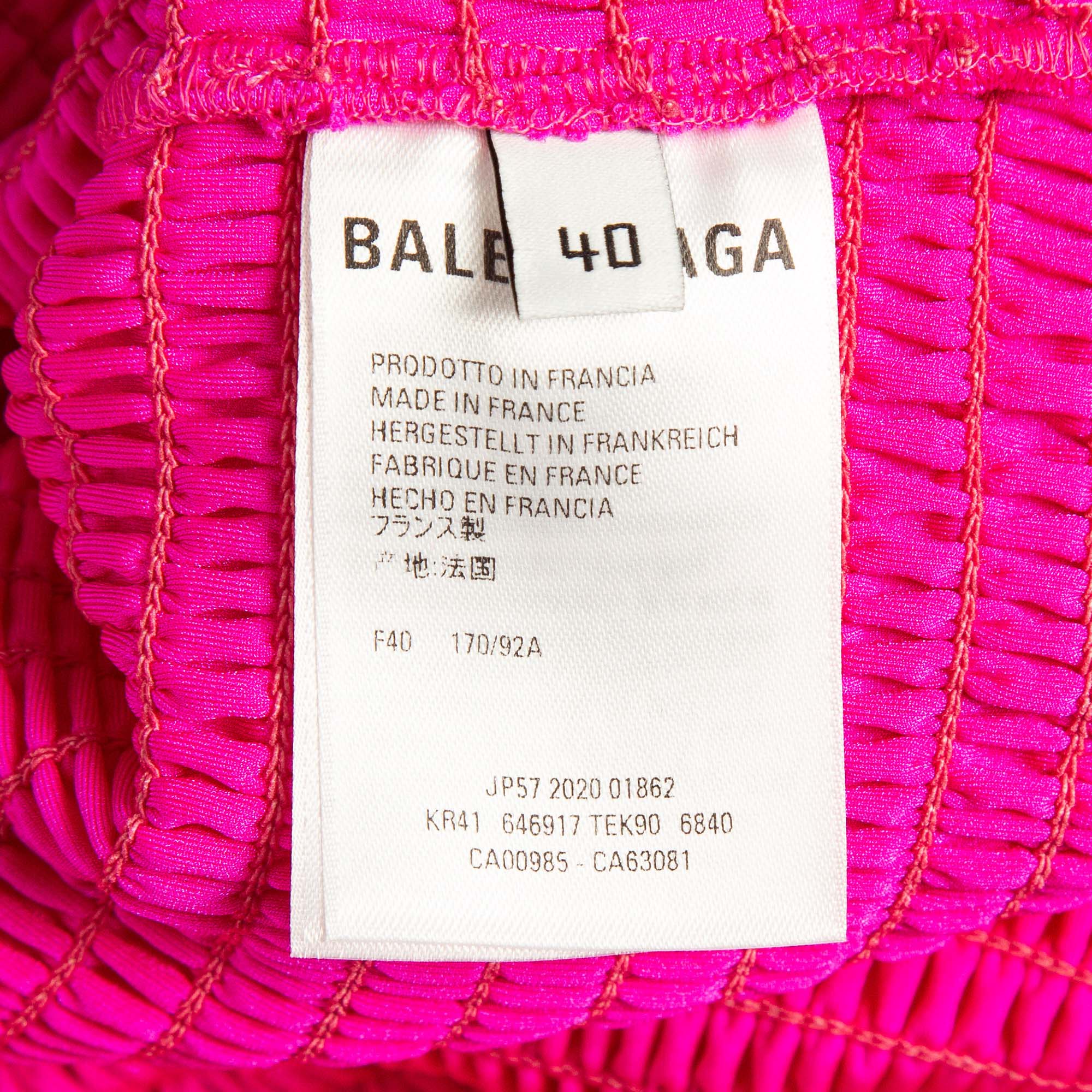 Balenciaga Pink Smocked Jersey Off-Shoulder Bodycon Dress M