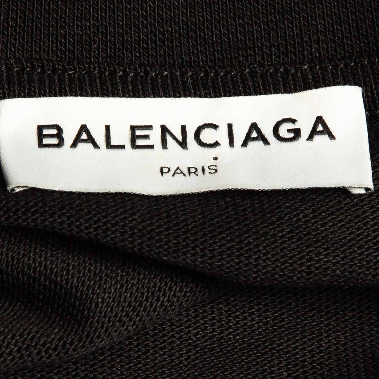 Balenciaga Black Cotton Knit Deconstructed Drape T-Shirt XS