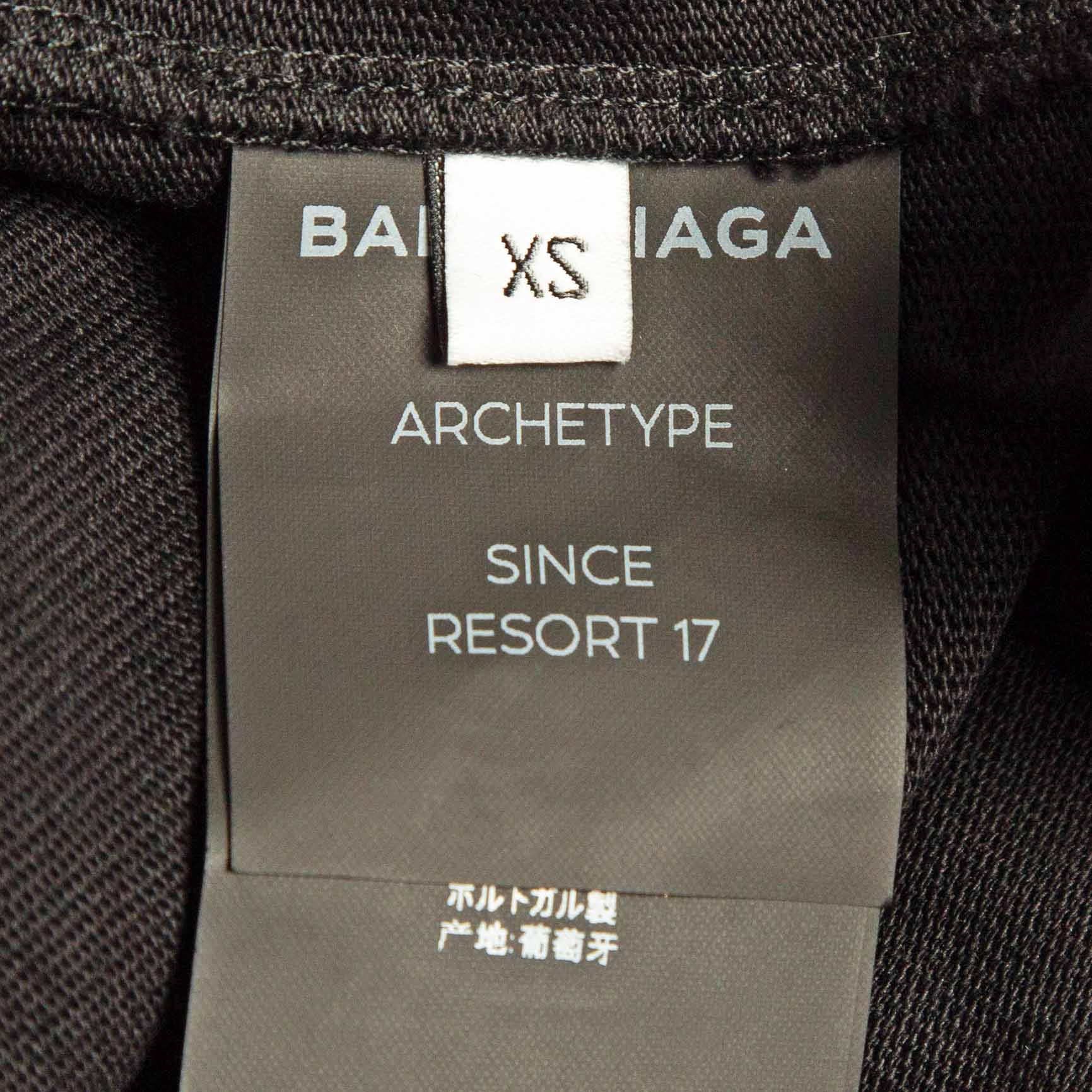 Balenciaga Black Cotton Knit Deconstructed Drape T-Shirt XS