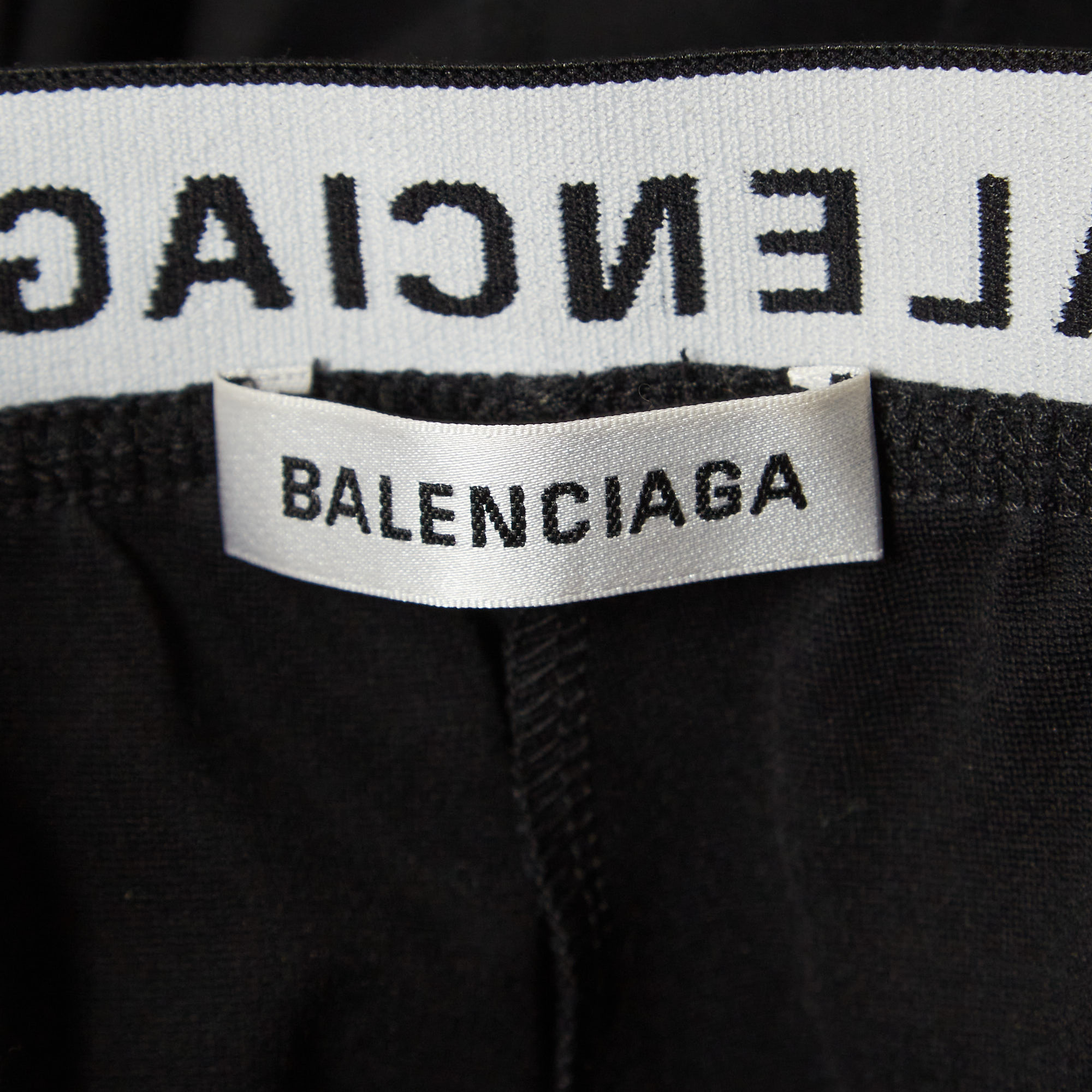 Balenciaga Black Knit Logo Detail Waist Leggings S