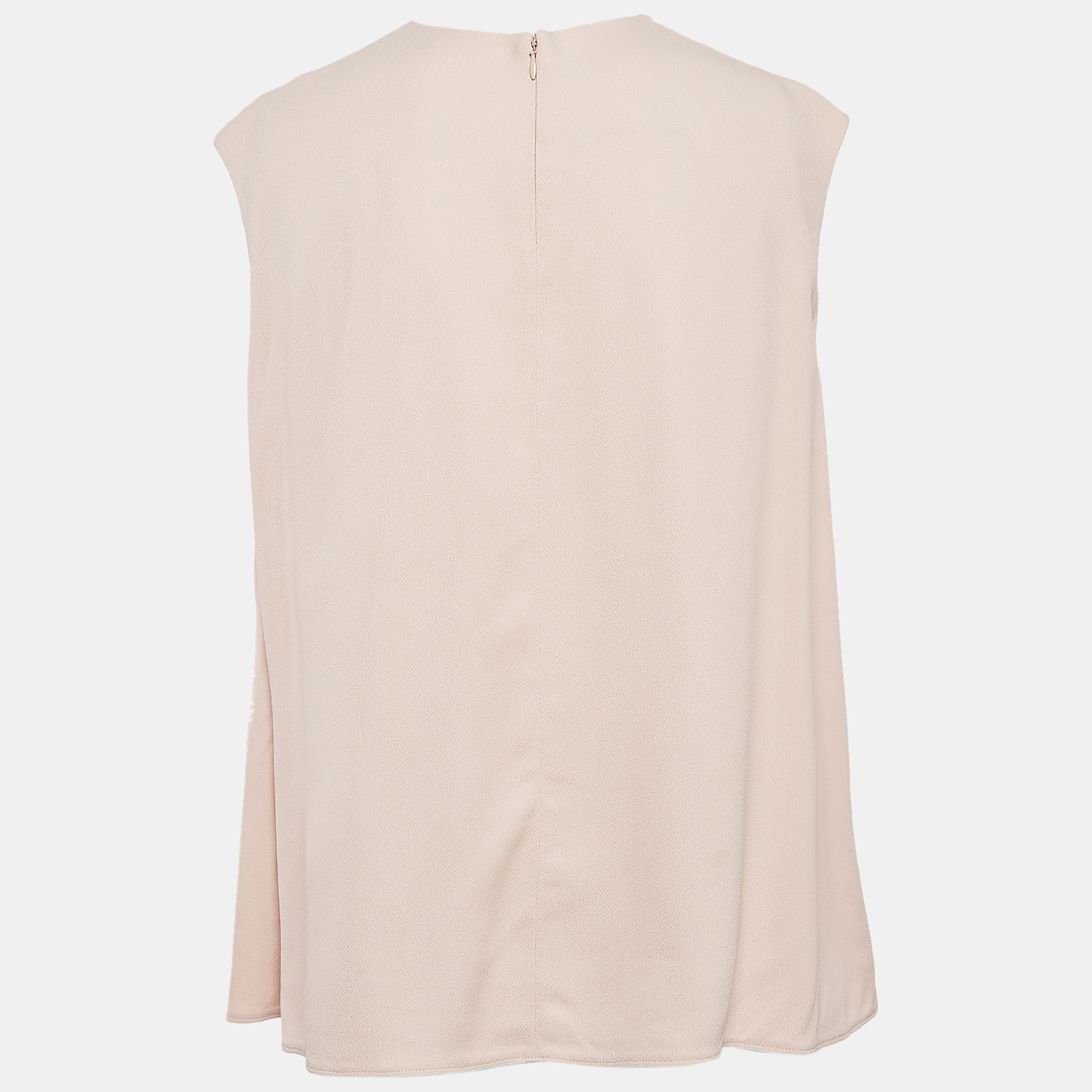 Balenciaga Blush Pink Crepe Ruched Neck Top S