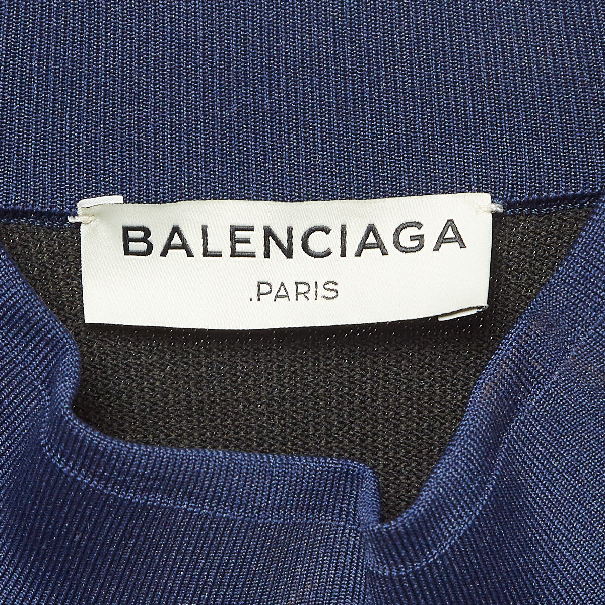 Balenciaga Black/Blue Textured Knit Mini Dress S