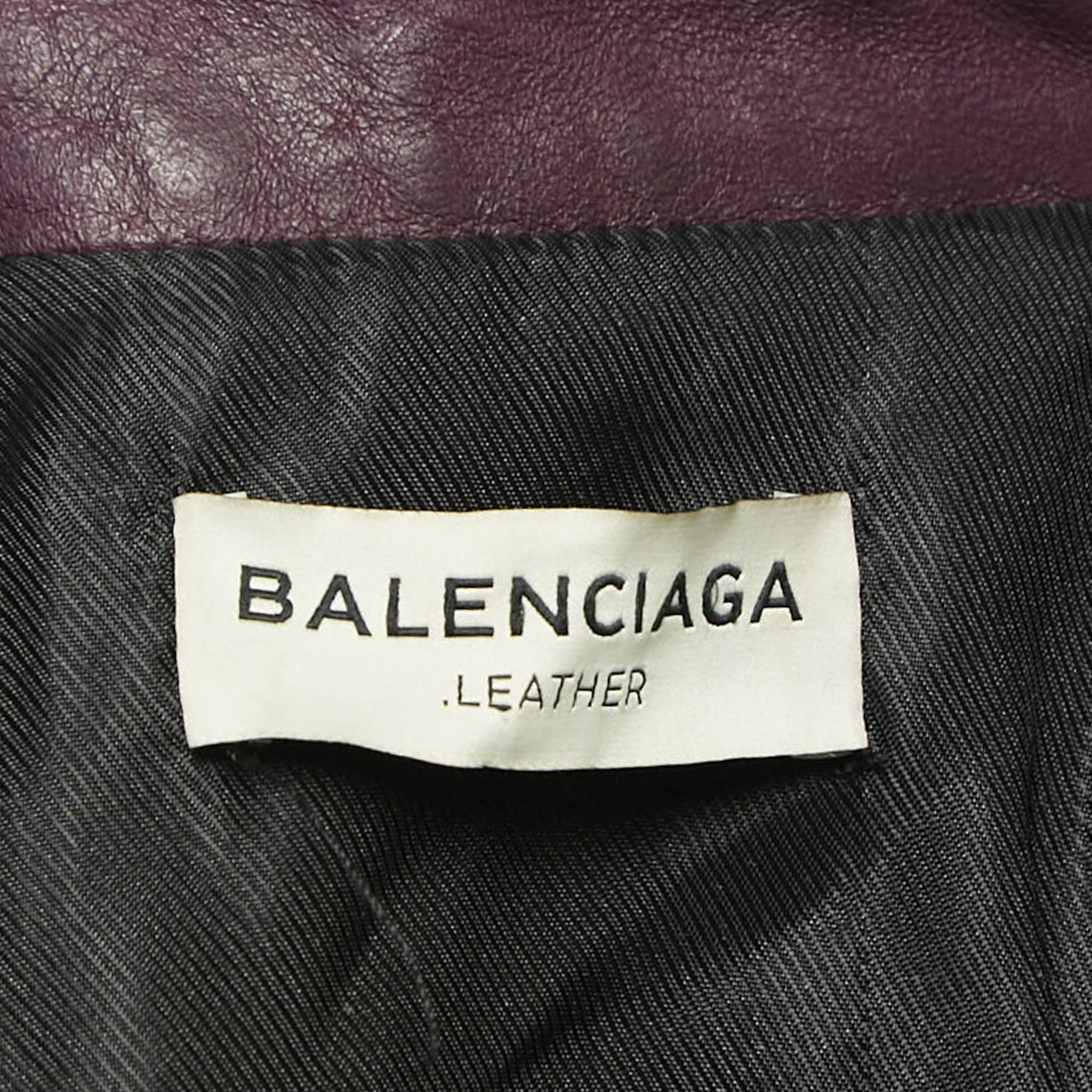 Balenciaga Purple Leather Biker Jacket M