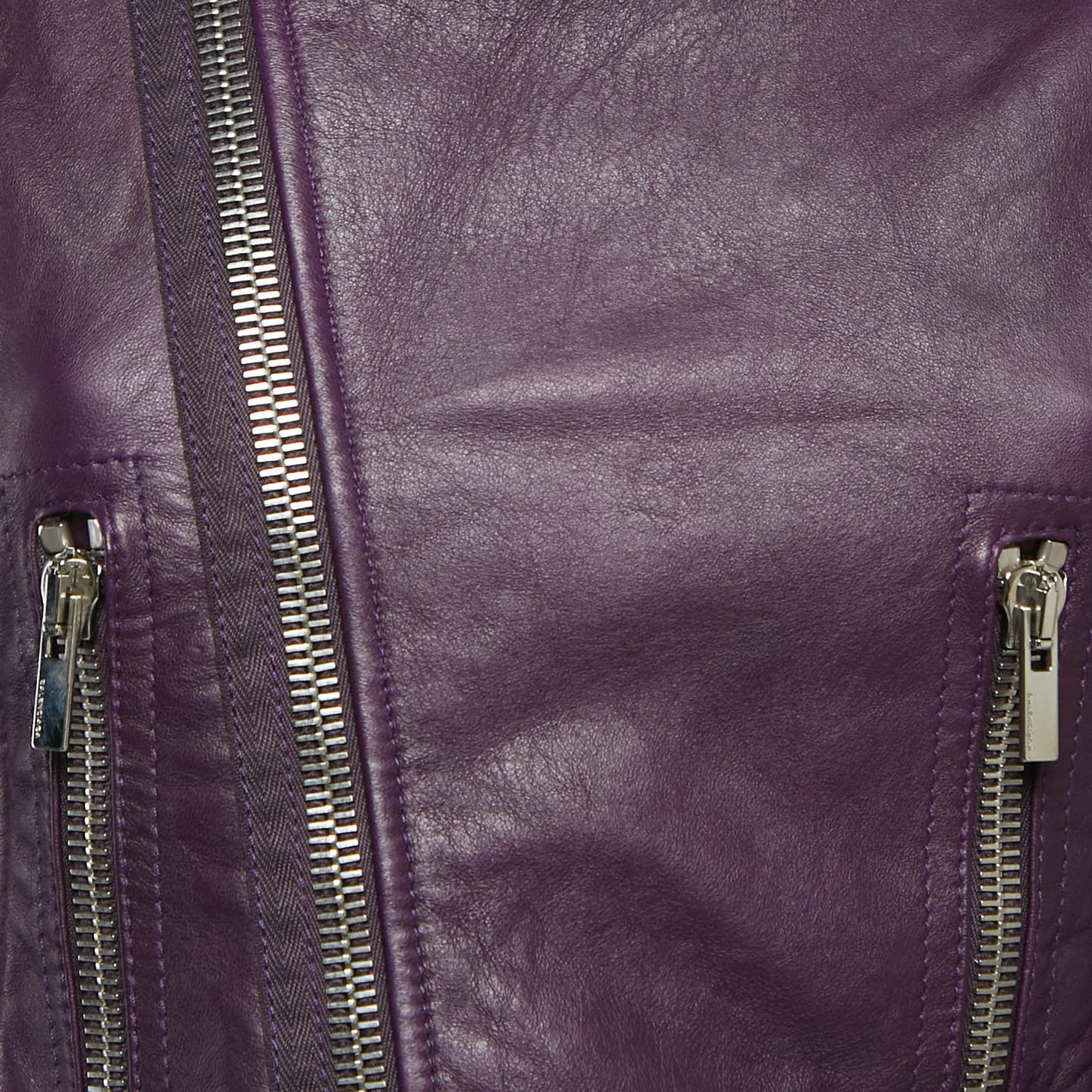 Balenciaga Purple Leather Biker Jacket M