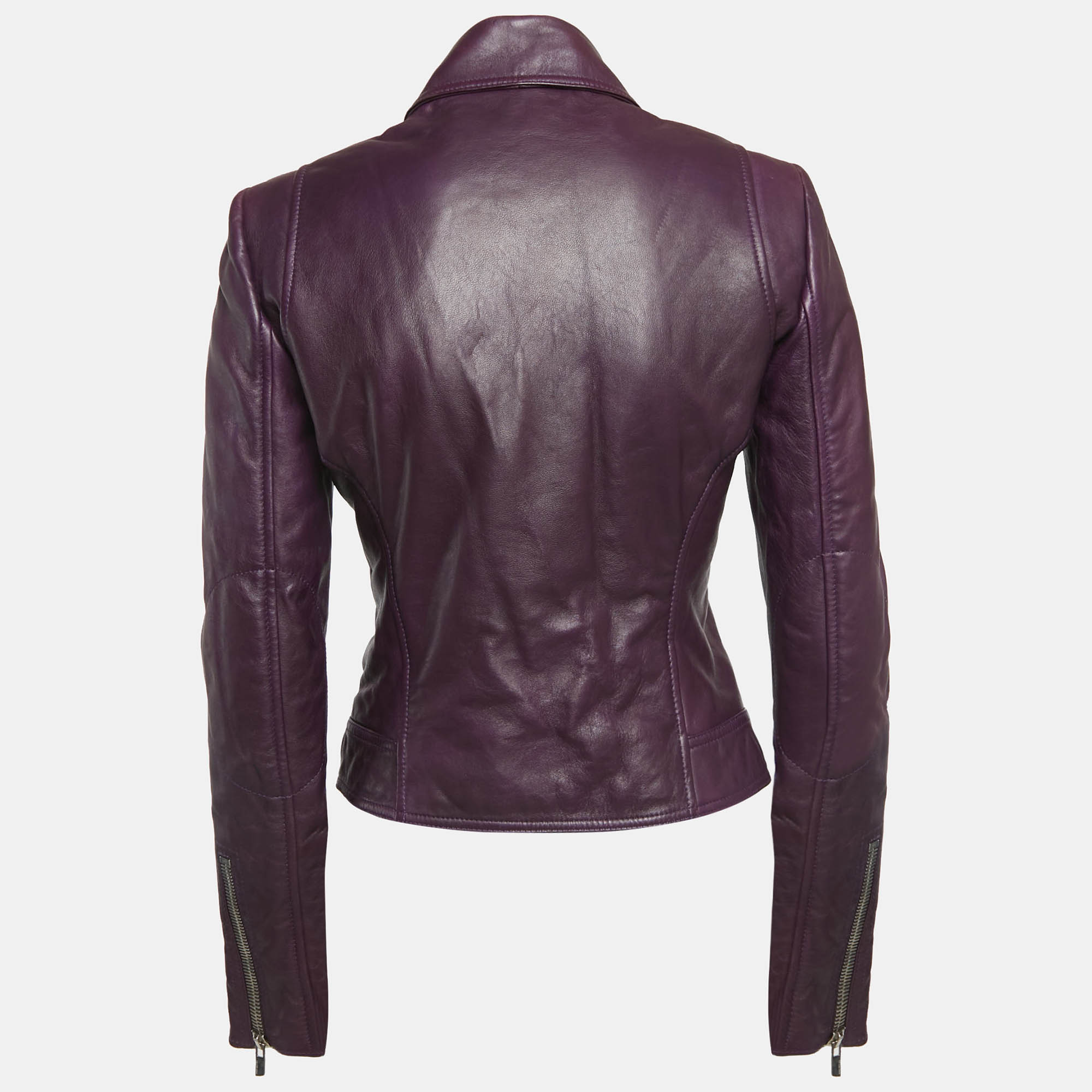 Balenciaga Purple Leather Biker Jacket M