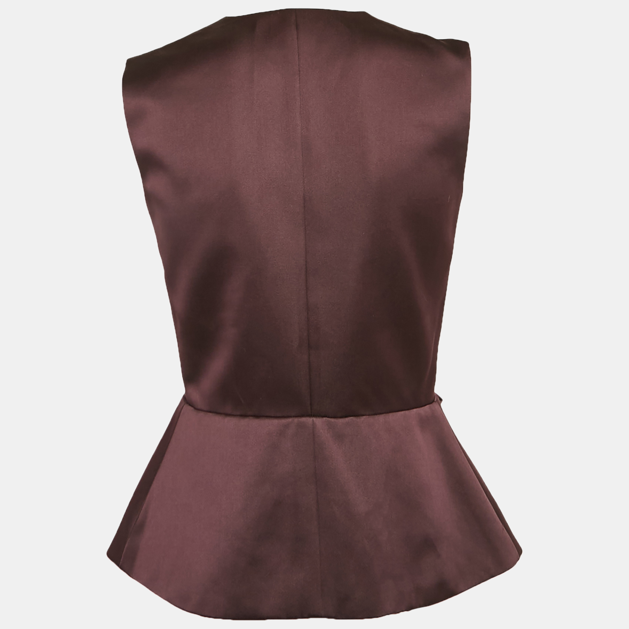 Balenciaga Dark Burgundy Satin Draped Sleeveless Blouse S