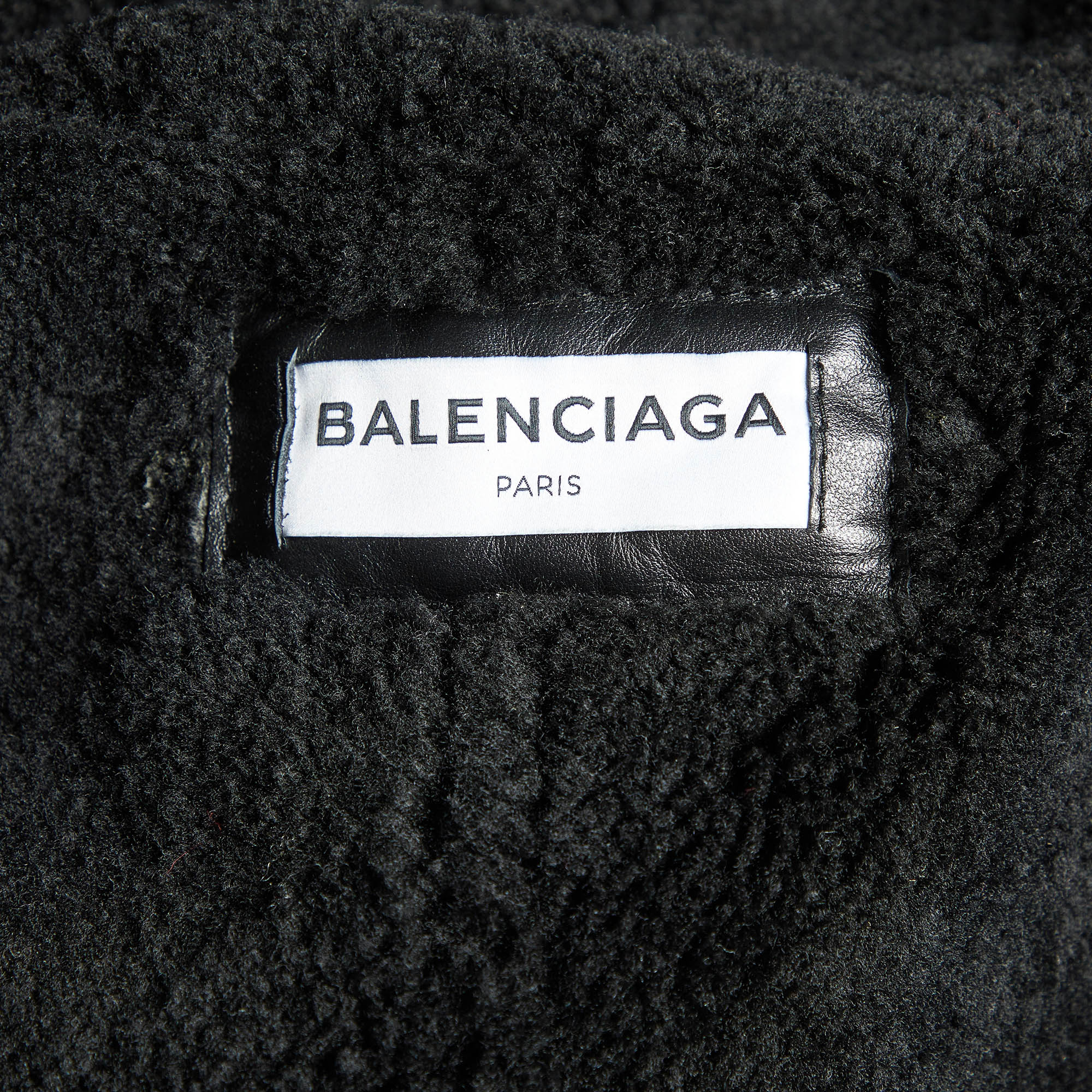 Balenciaga Black Leather And Shearling Oversized Jacket L