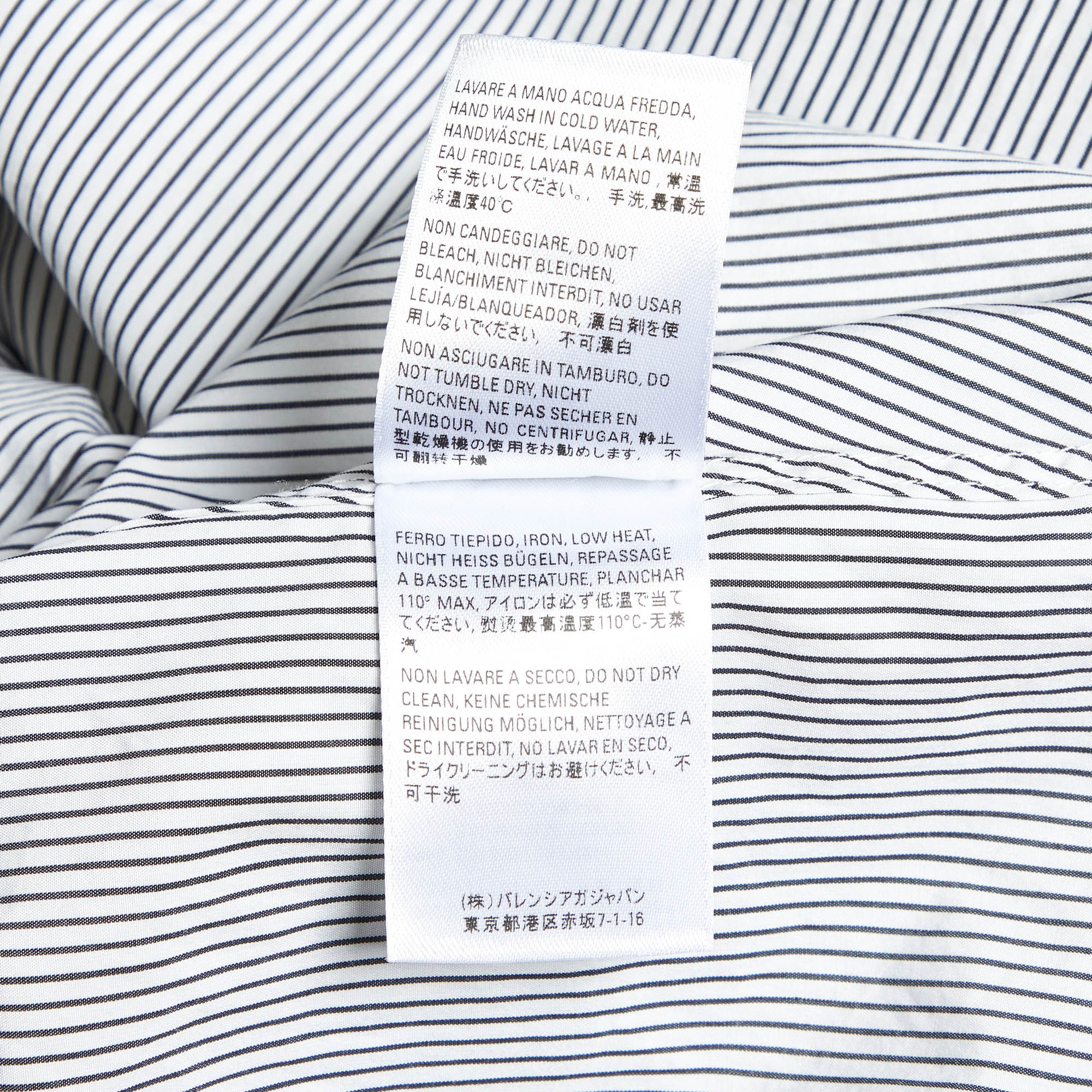 Balenciaga Black/White Logo Print Stripe Cotton Oversized Shirt S