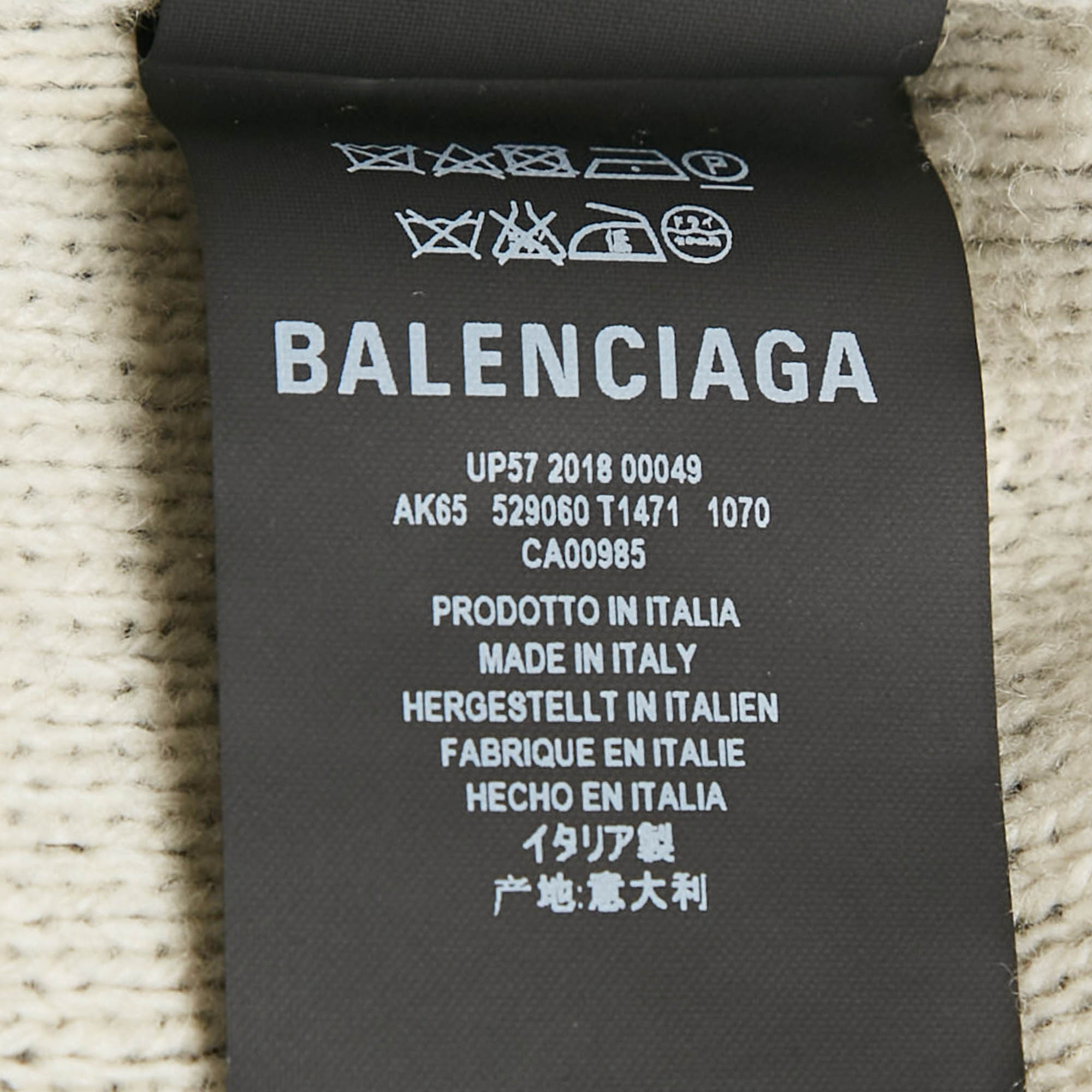 Balenciaga Black Logo All Over Wool Rib Knit Sweater S