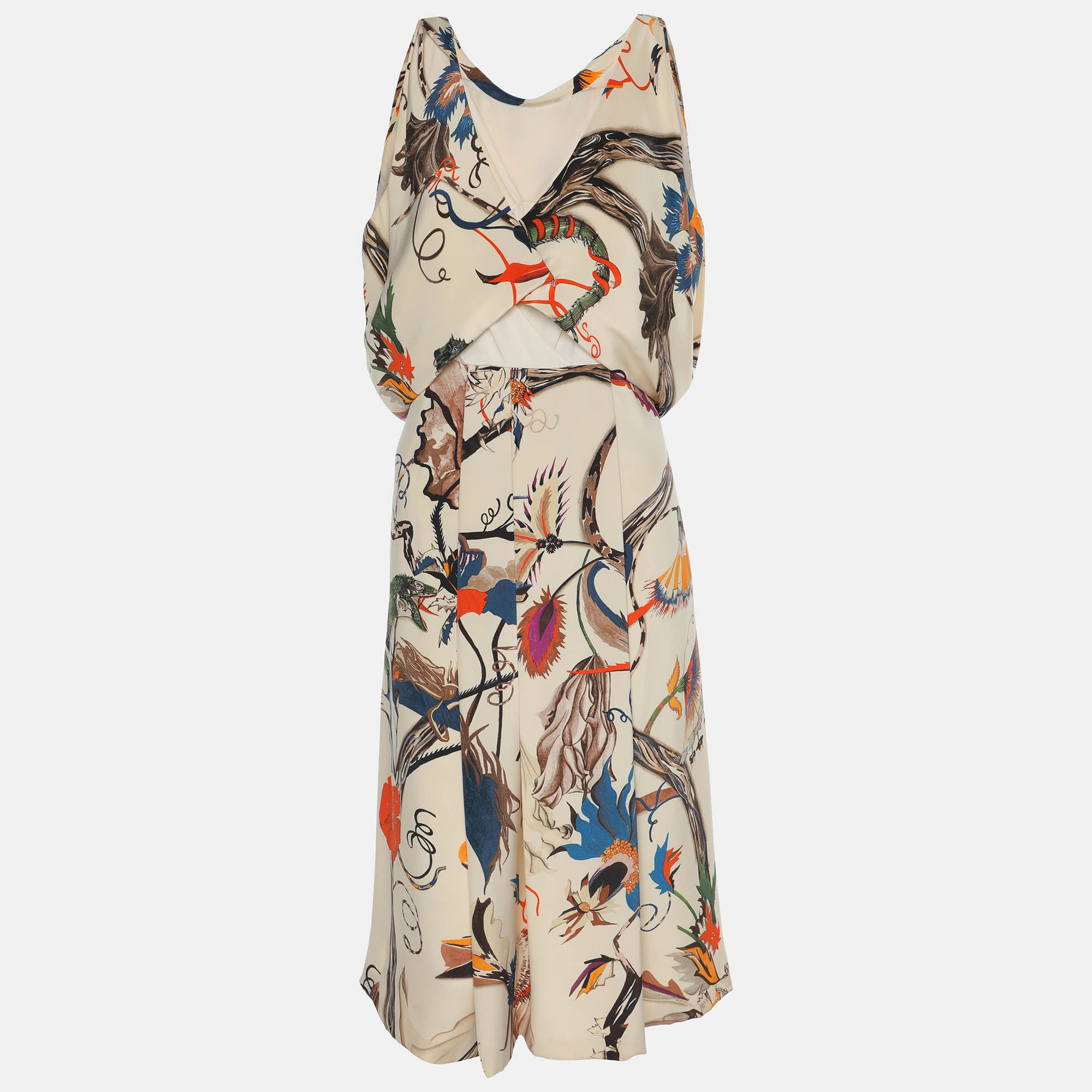 Balenciaga Multicolor Silk Iguana Floral Print Dress M