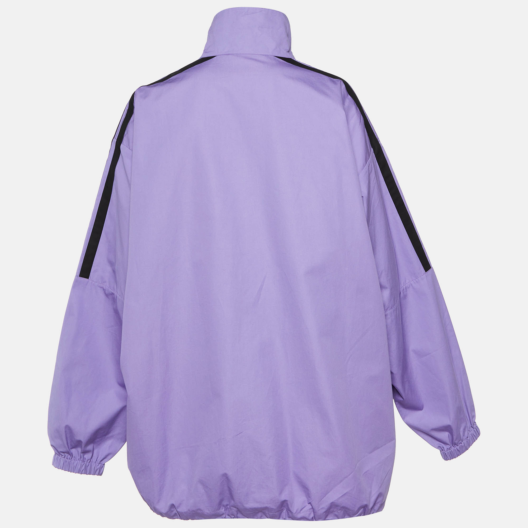 Balenciaga Purple Logo Embroidered Cotton Oversized Jacket S