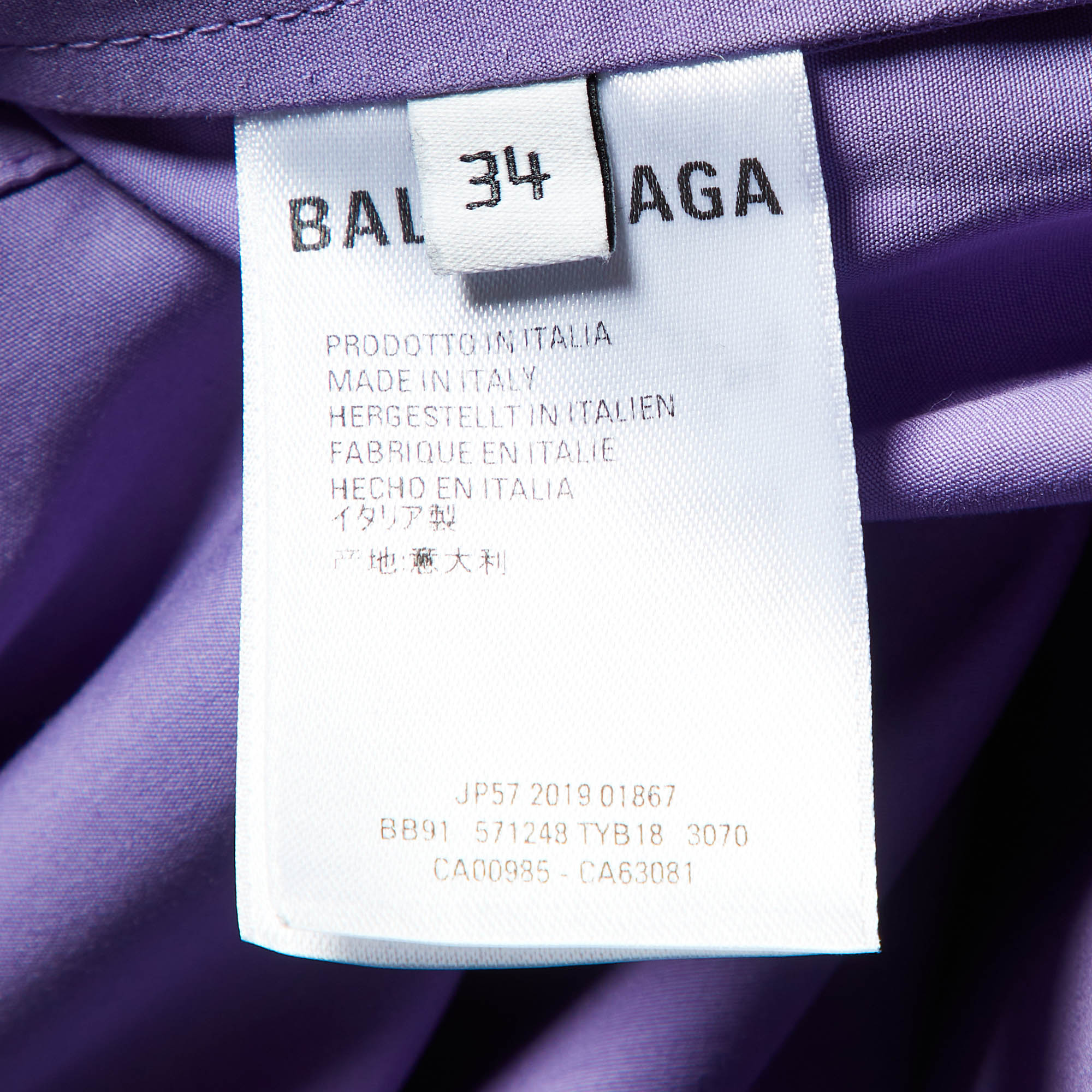 Balenciaga Purple Logo Embroidered Cotton Oversized Jacket S