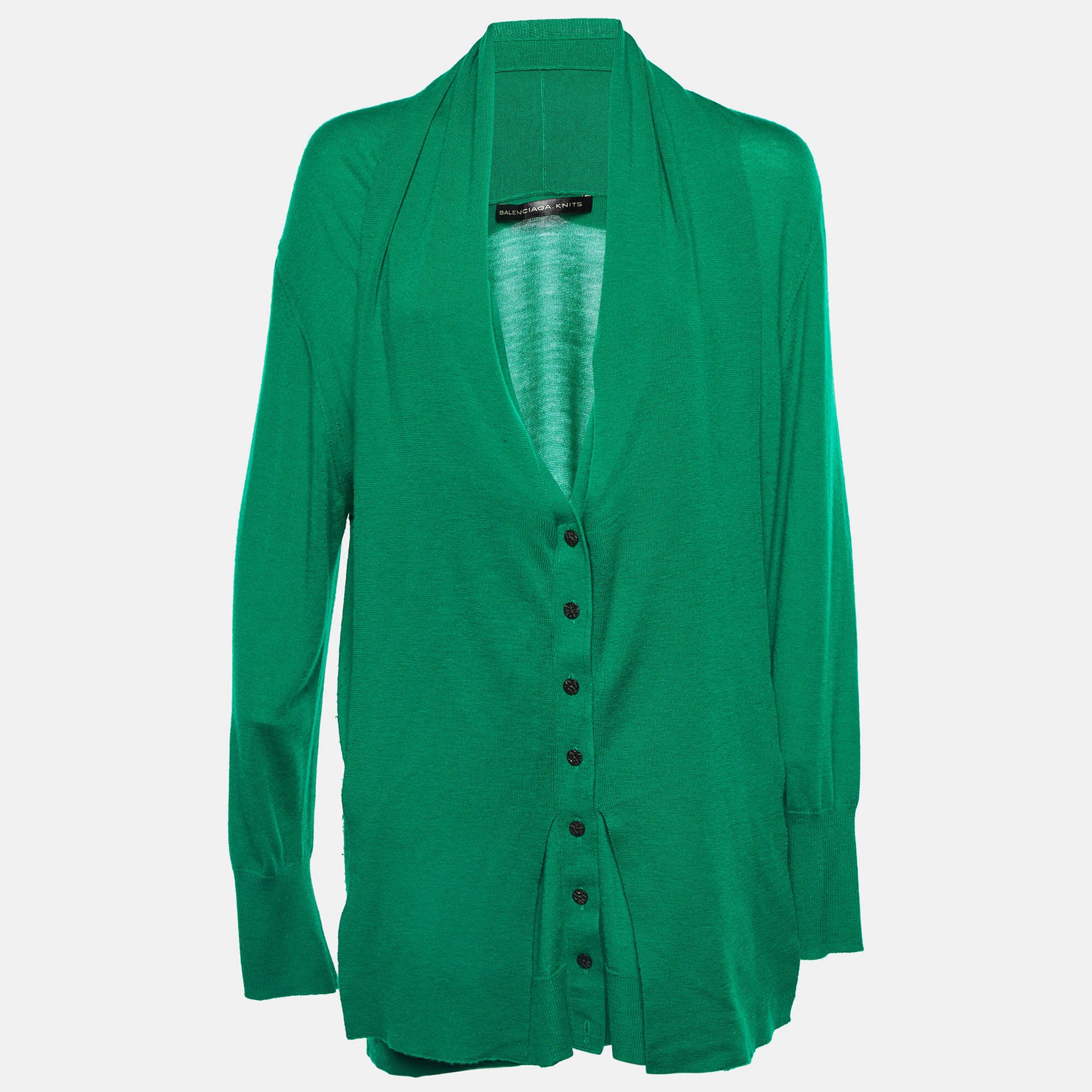 Balenciaga Knits Green Cashmere Button Front Cardigan M
Balenciaga Knits Green Cashmere Button Front Cardigan M