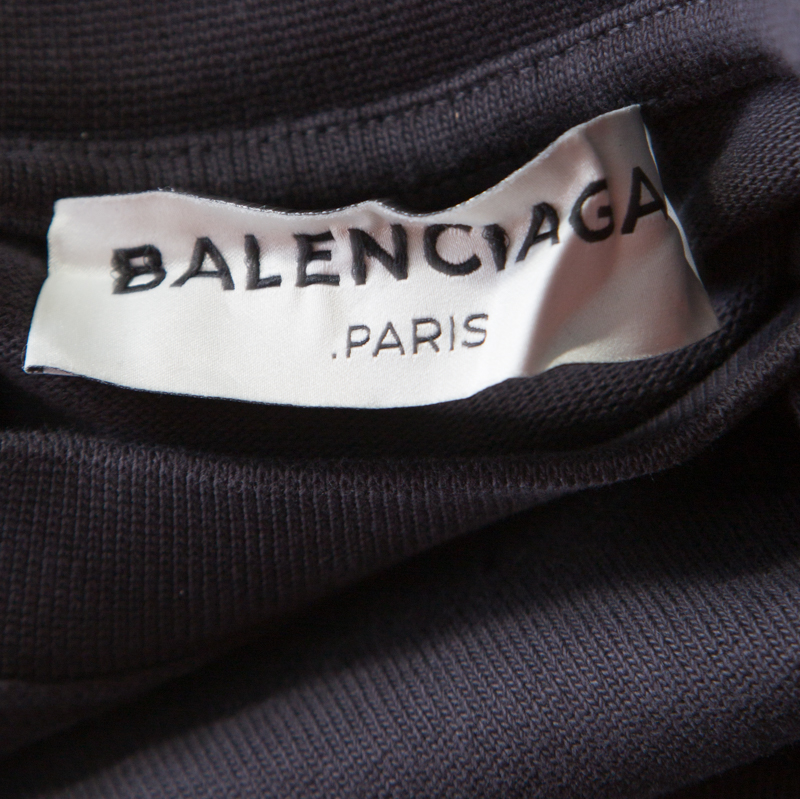Balenciaga Washed Black Jersey Cutout Knotted Front Detail T-Shirt S