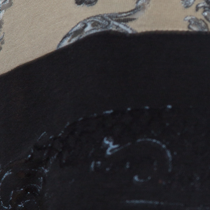 Balenciaga T's Black & Beige Baroque Brasso Printed Tunic Top M
