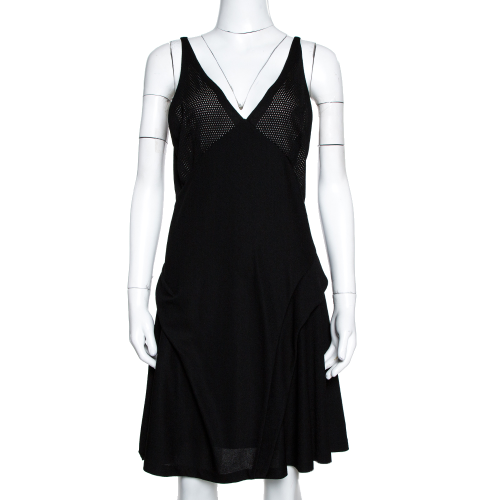 Image of Balenciaga Black Knit Perforated Detail Sleeveless Dress L