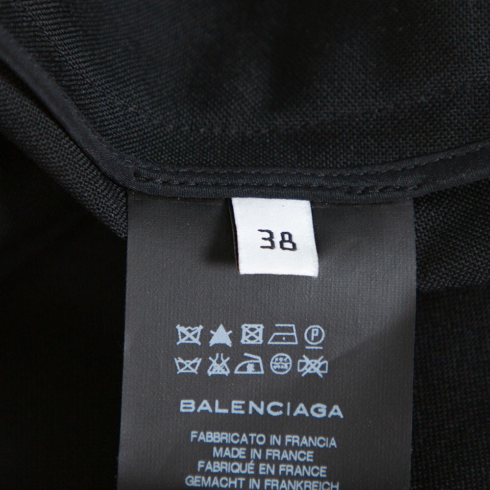 Balenciaga Black Wool Flap Closure Detail Tailored Pants M