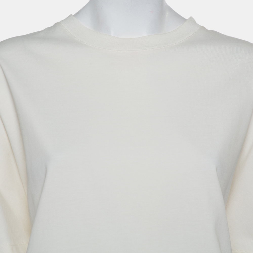 Balenciaga Off White Cotton Knit Oversized T-Shirt Dress M