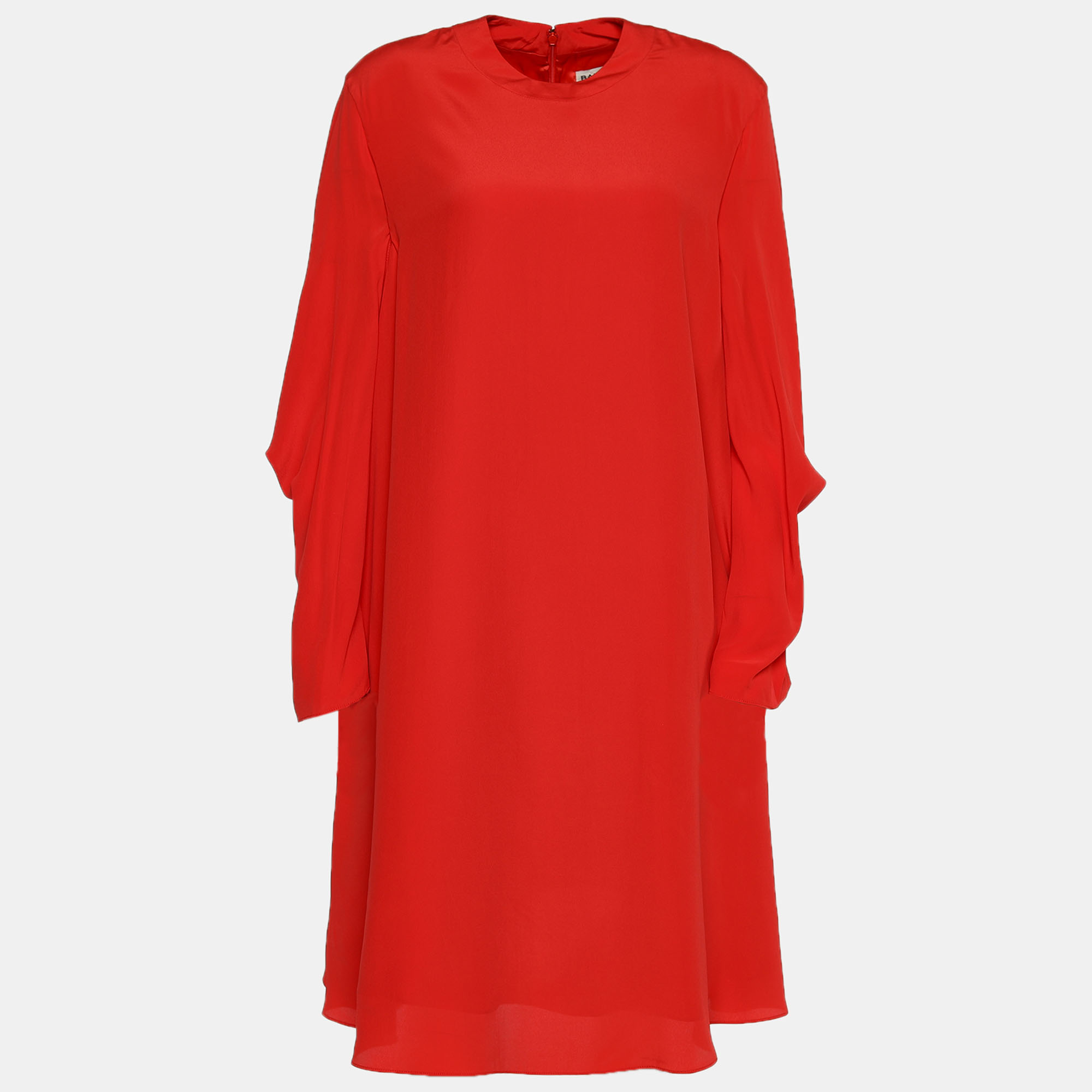 Balenciaga Orange Crepe Oversized Shift Dress S