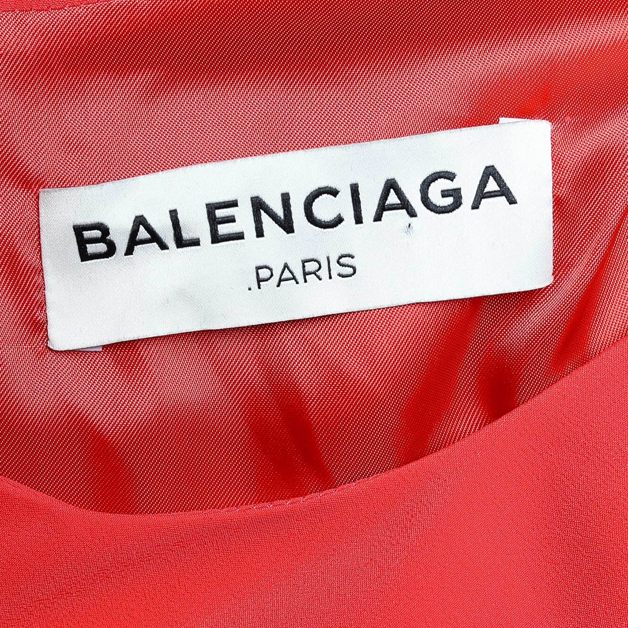 Balenciaga Orange Crepe Oversized Shift Dress S