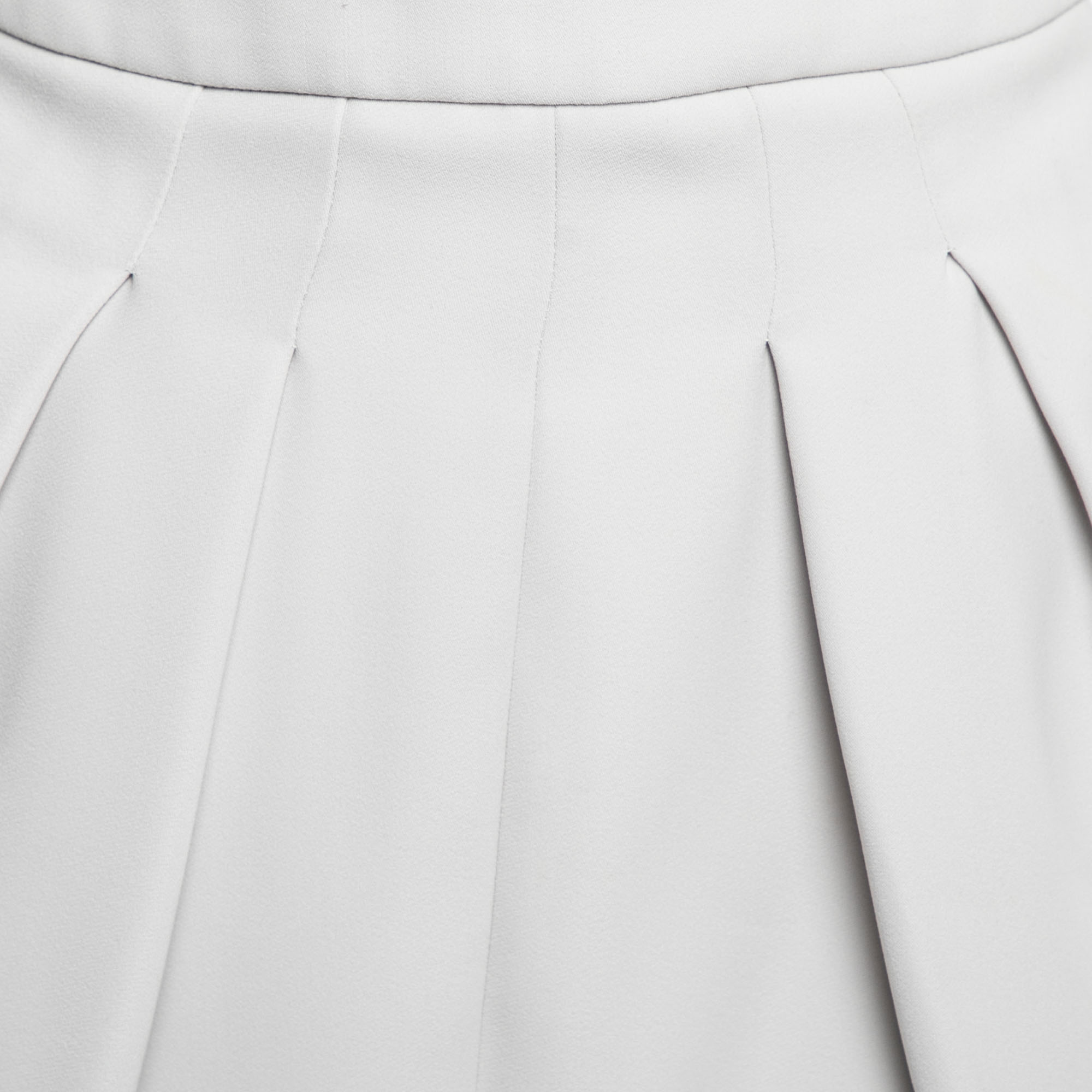 Balenciaga Grey Crepe Pleated Mini Skirt M