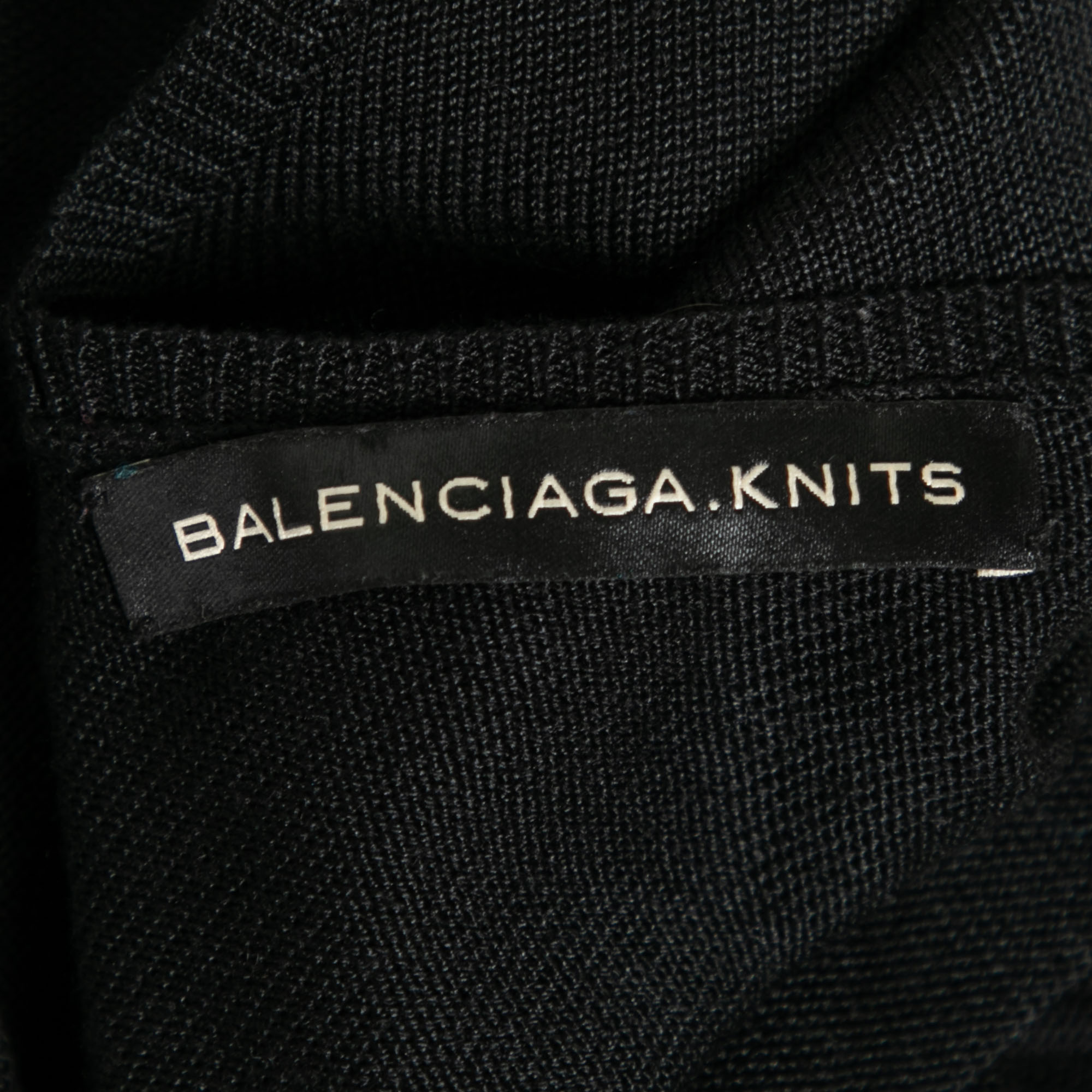 Balenciaga Back Silk Knit Low Back Long Sleeve Dress S