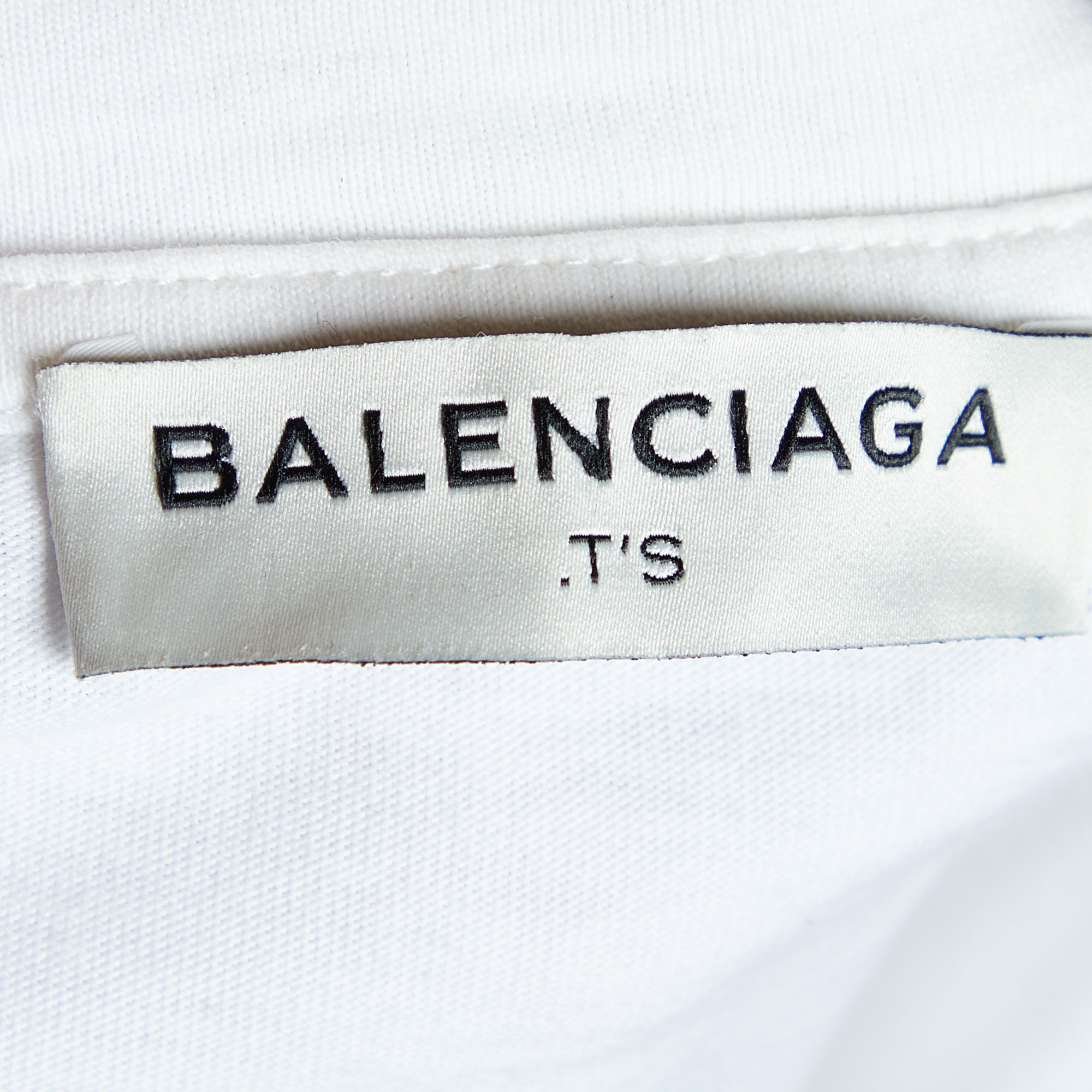 Balenciaga White Abstract Print Cotton Crew Neck T-Shirt M