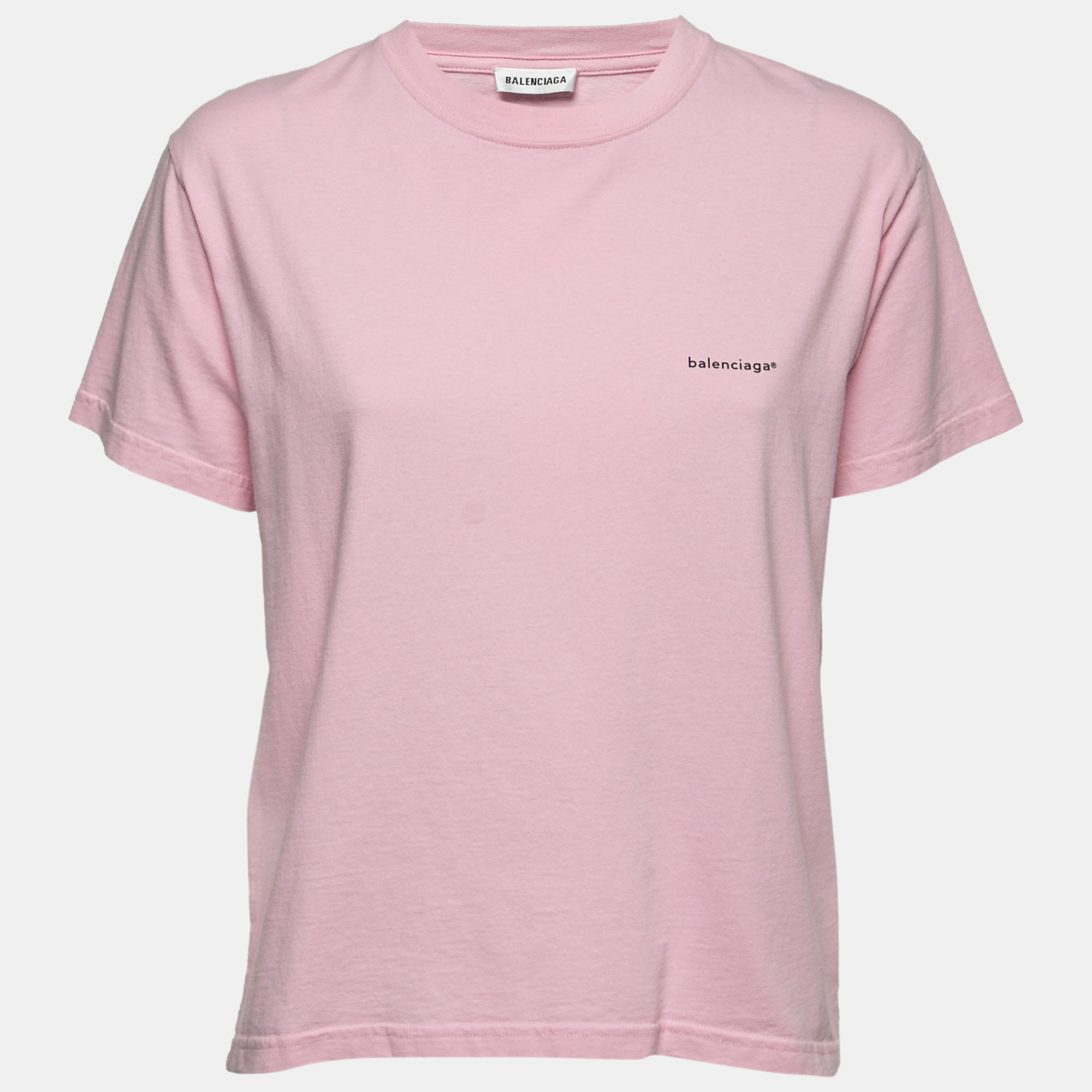 Balenciaga pink cotton logo t-shirt l