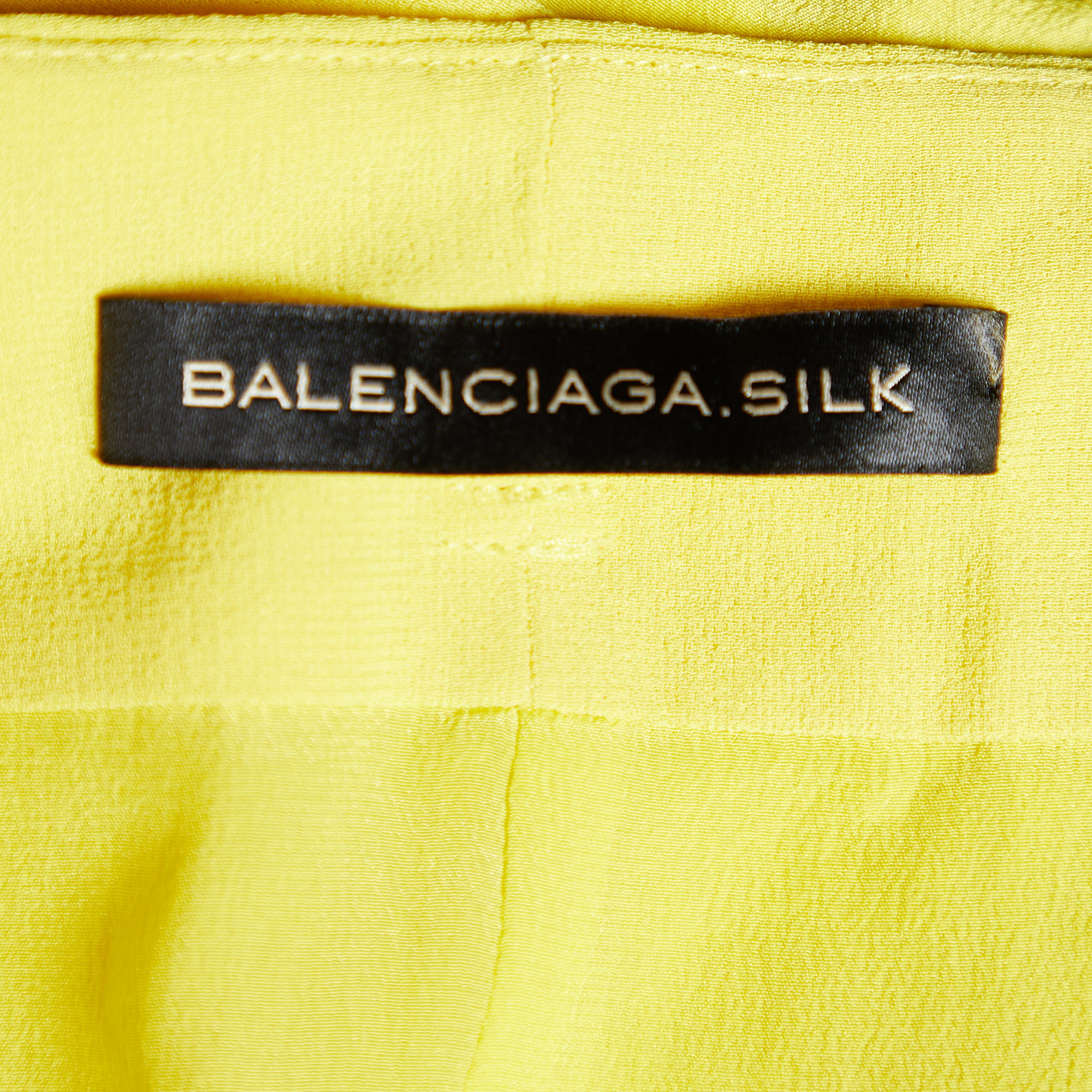 Balenciaga Yellow Silk Tiered Mini Skirt M