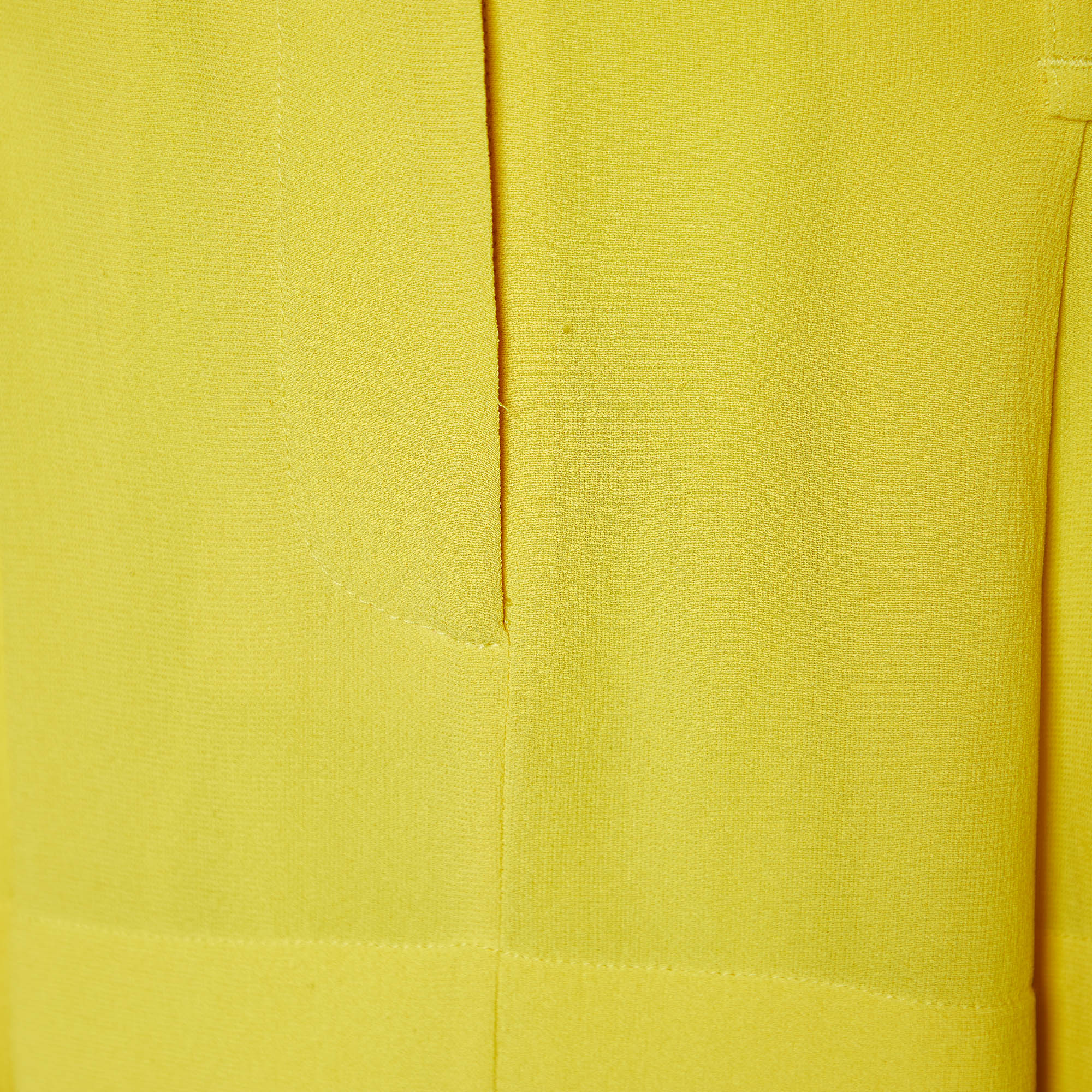 Balenciaga Yellow Silk Tiered Mini Skirt M