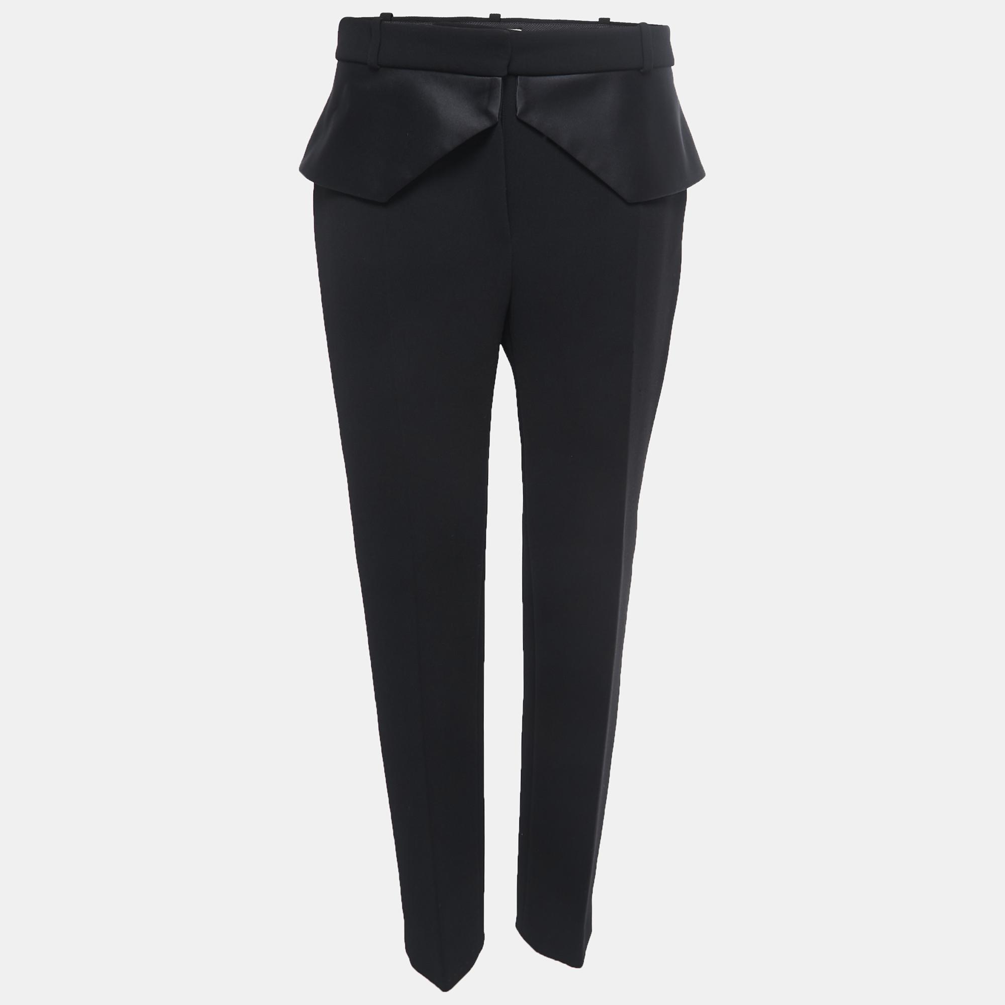 Balenciaga Black Crepe Satin Trimmed Trousers M