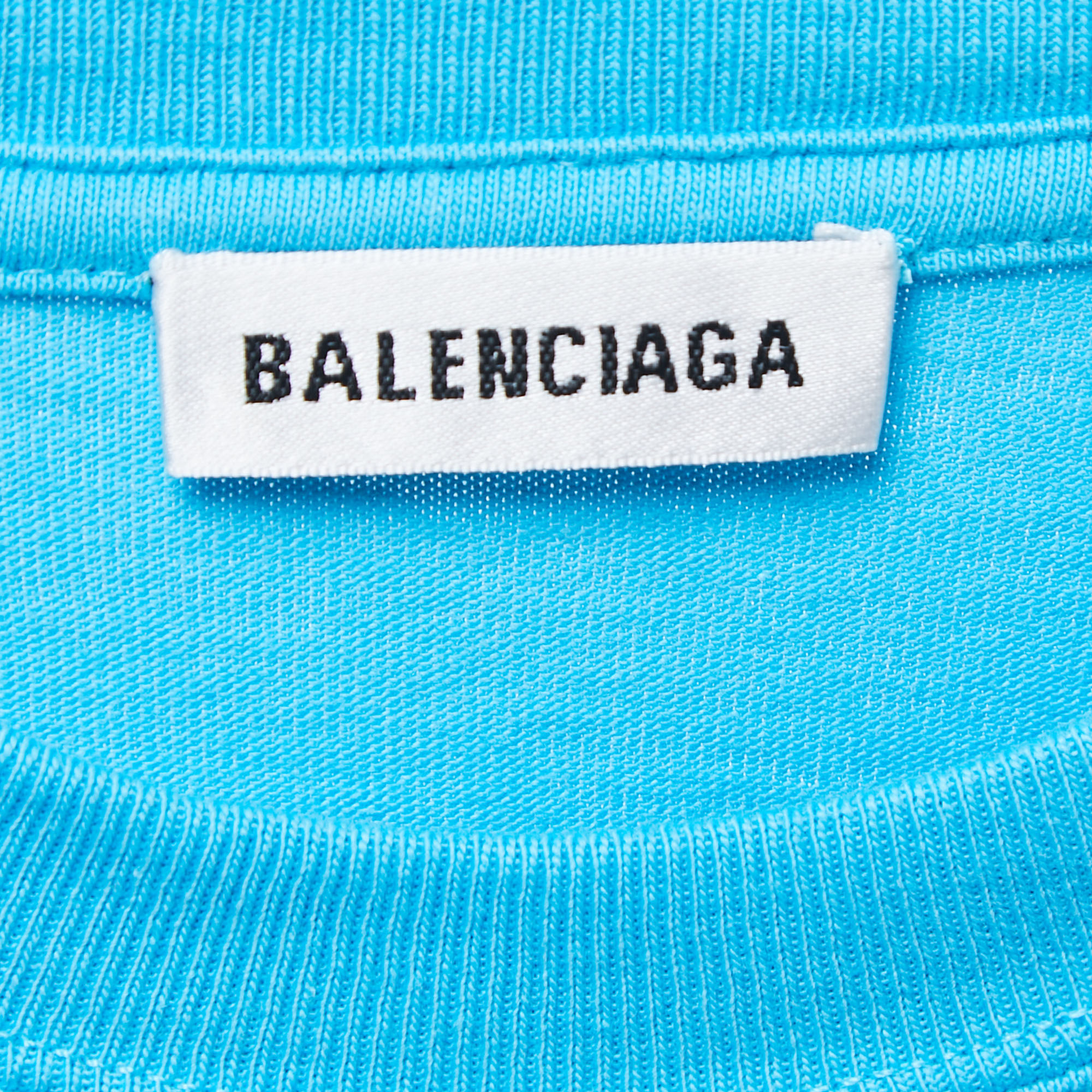 Balenciaga Blue Cotton Crew Neck Half Sleeve T-Shirt XS