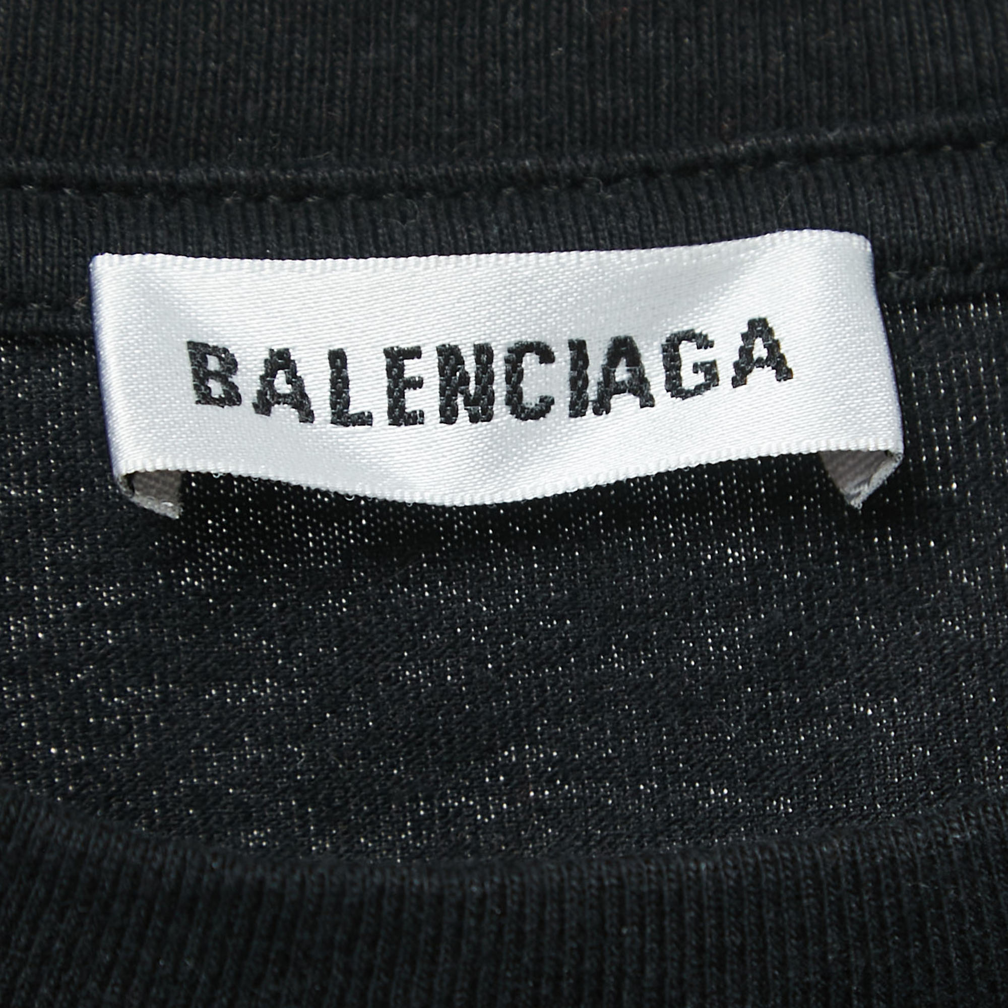 Balenciaga Black Cotton Crew Neck Half Sleeve T-Shirt XS