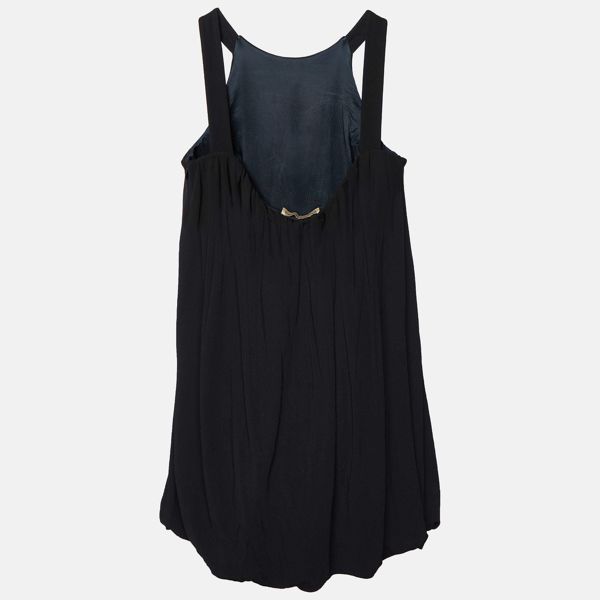 

Balenciaga Black Crepe Gathered Mini Dress