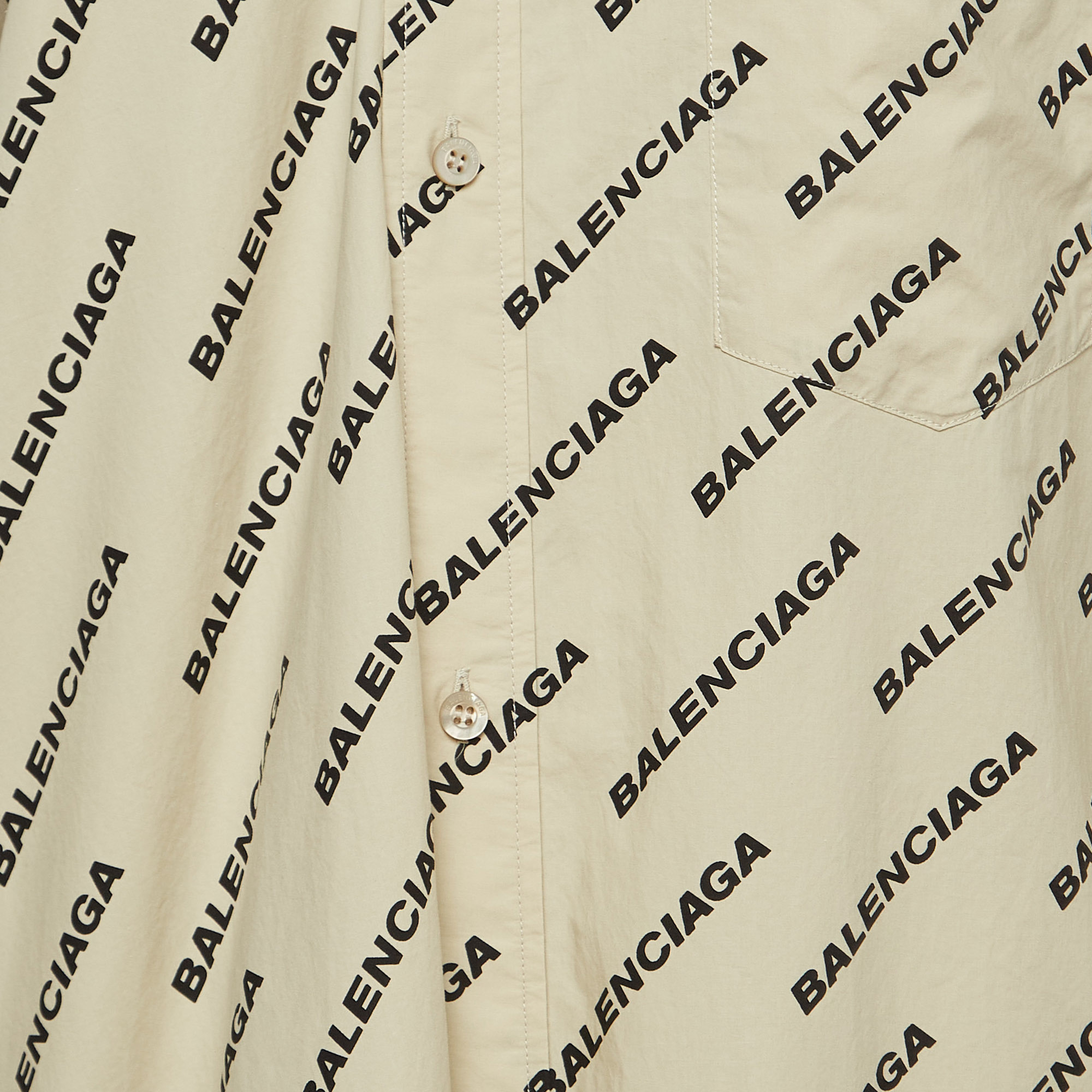 Balenciaga Beige Cotton Printed Midi Dress S