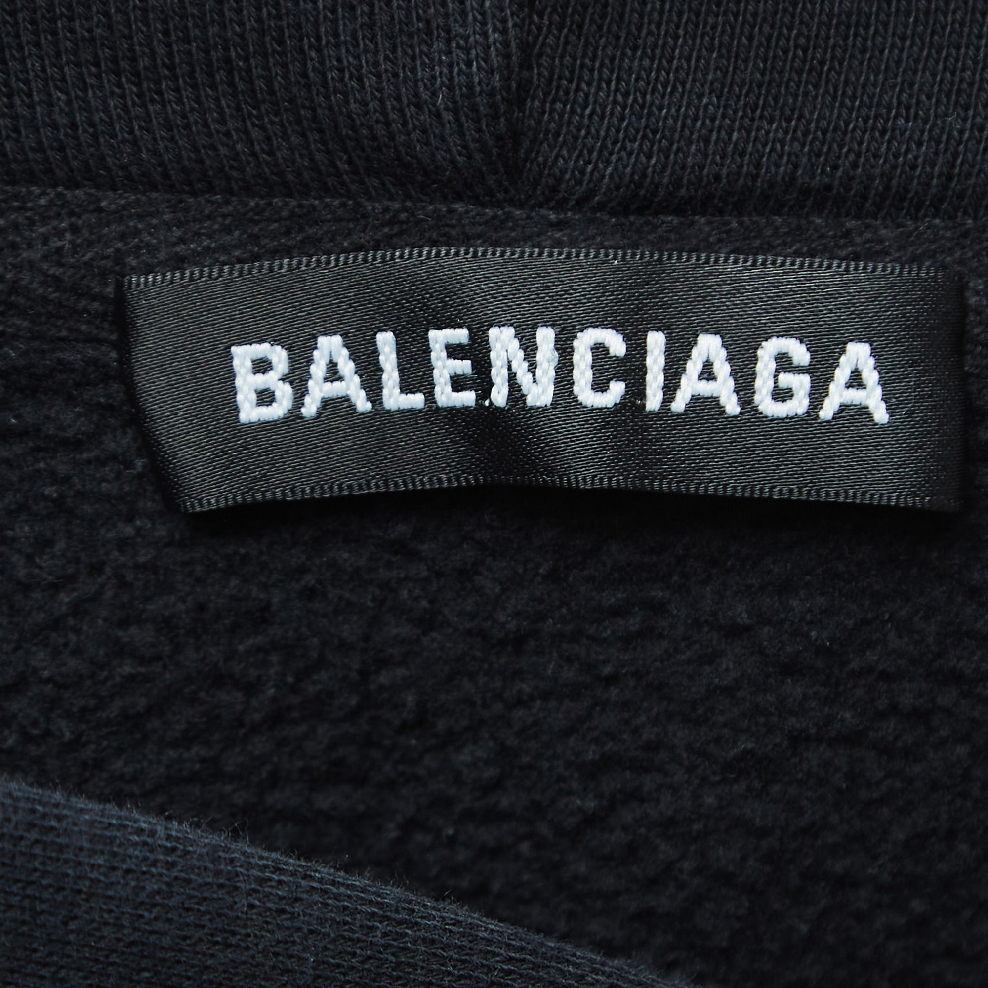 Balenciaga Black BB Mode Print Cotton Hoodie L