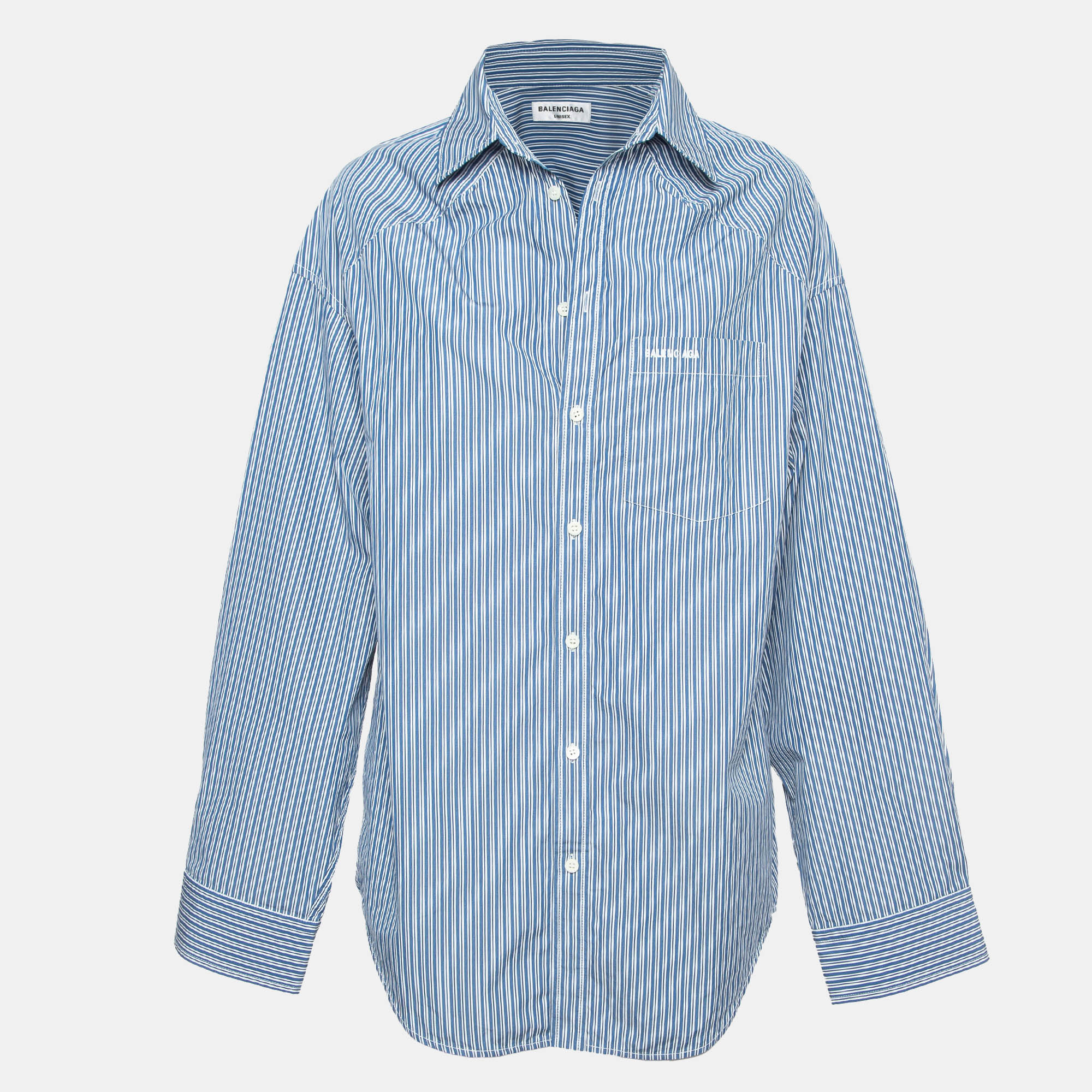 Balenciaga blue pinstripe cotton oversized shirt xs