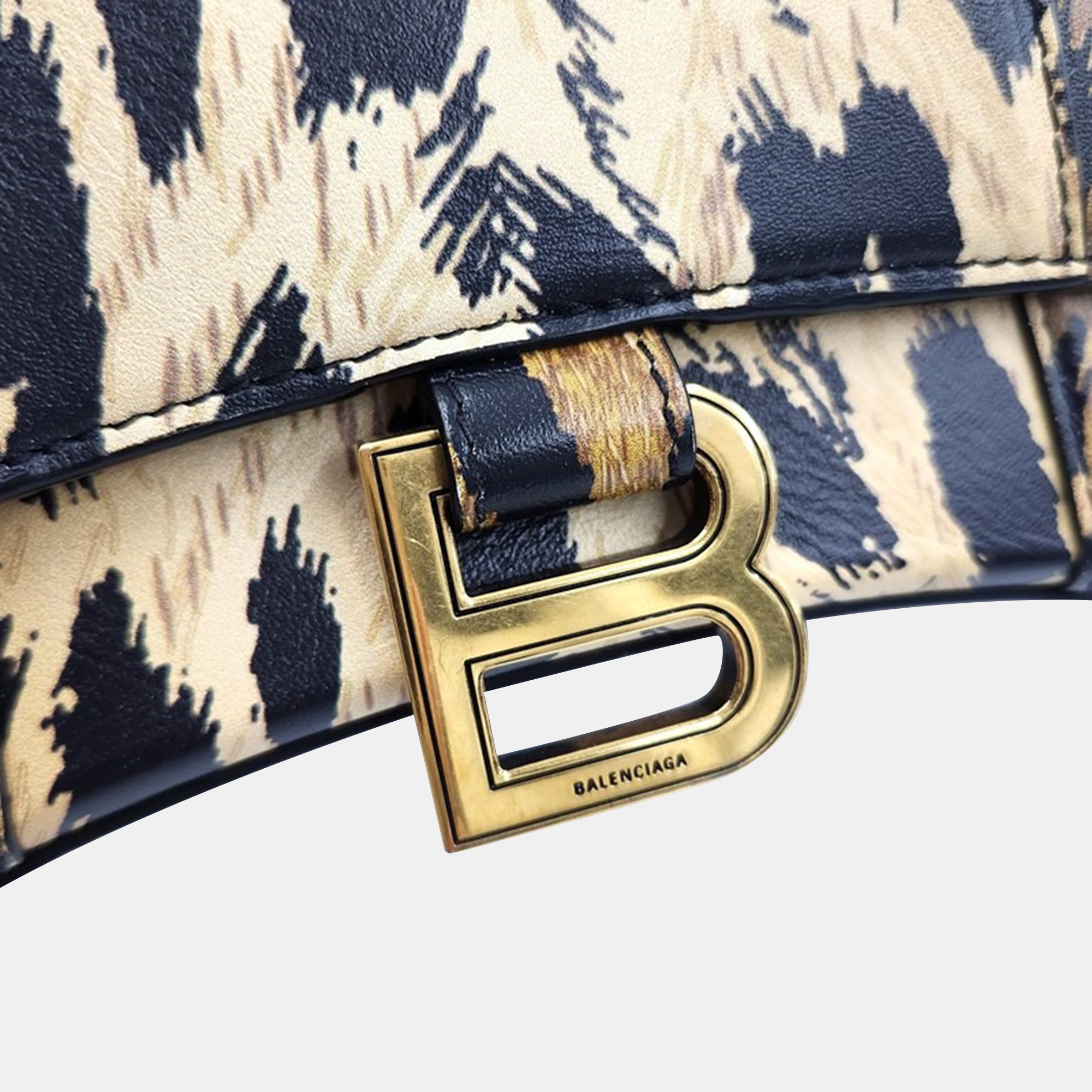 Balenciaga Printed Leather XS Hourglass Top Handle Bag