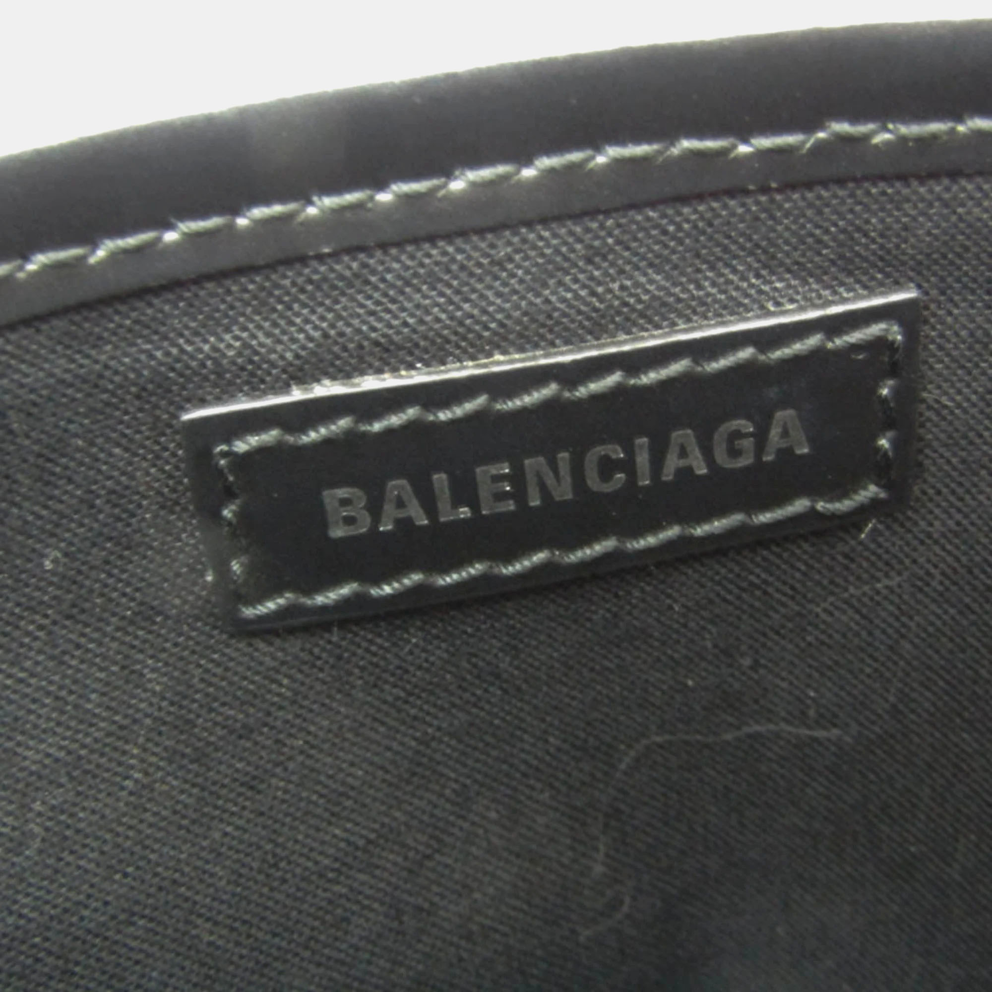 Balenciaga Black/Off-white  Canvas And Leather Navy Cabas XS Tote Bag