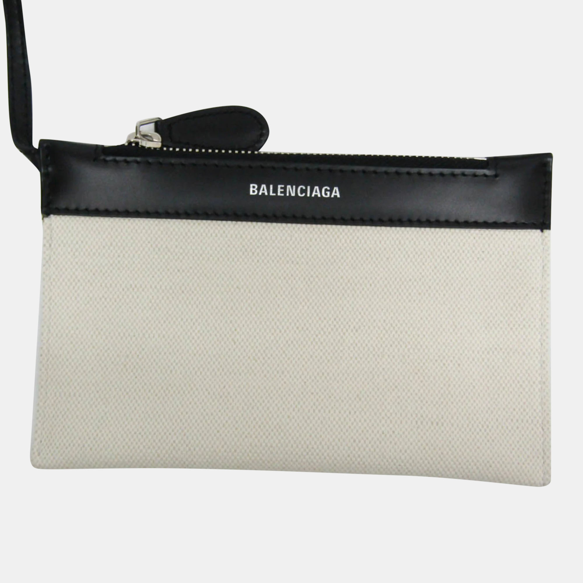 Balenciaga Black/Off-white  Canvas And Leather Navy Cabas XS Tote Bag