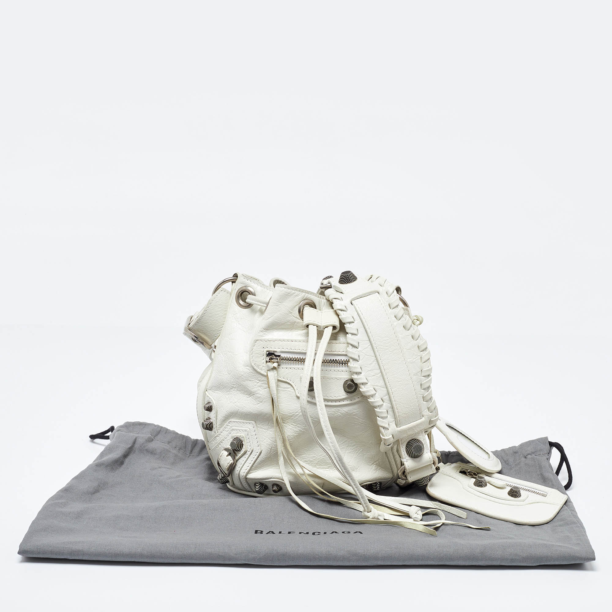 Balenciaga White Leather XS Le Cagole Bucket Bag