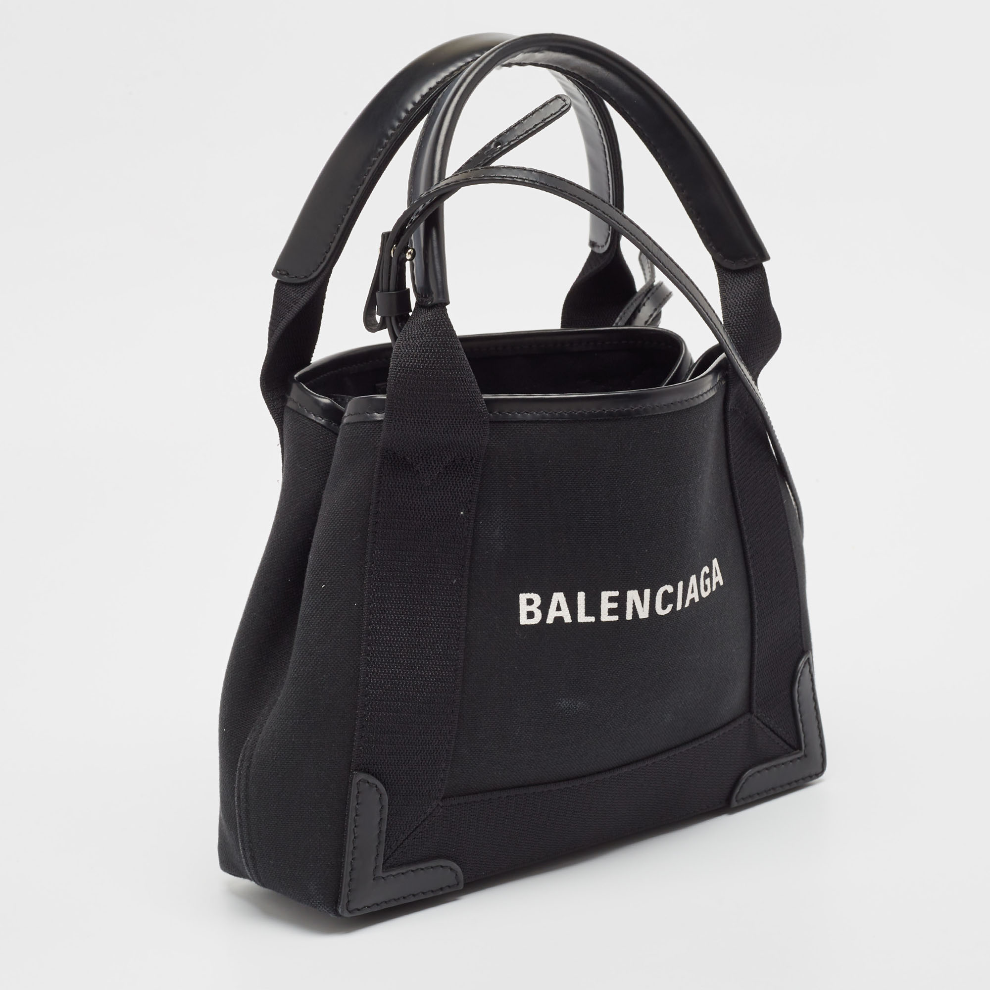 Balenciaga Black Canvas Leather XS Tote