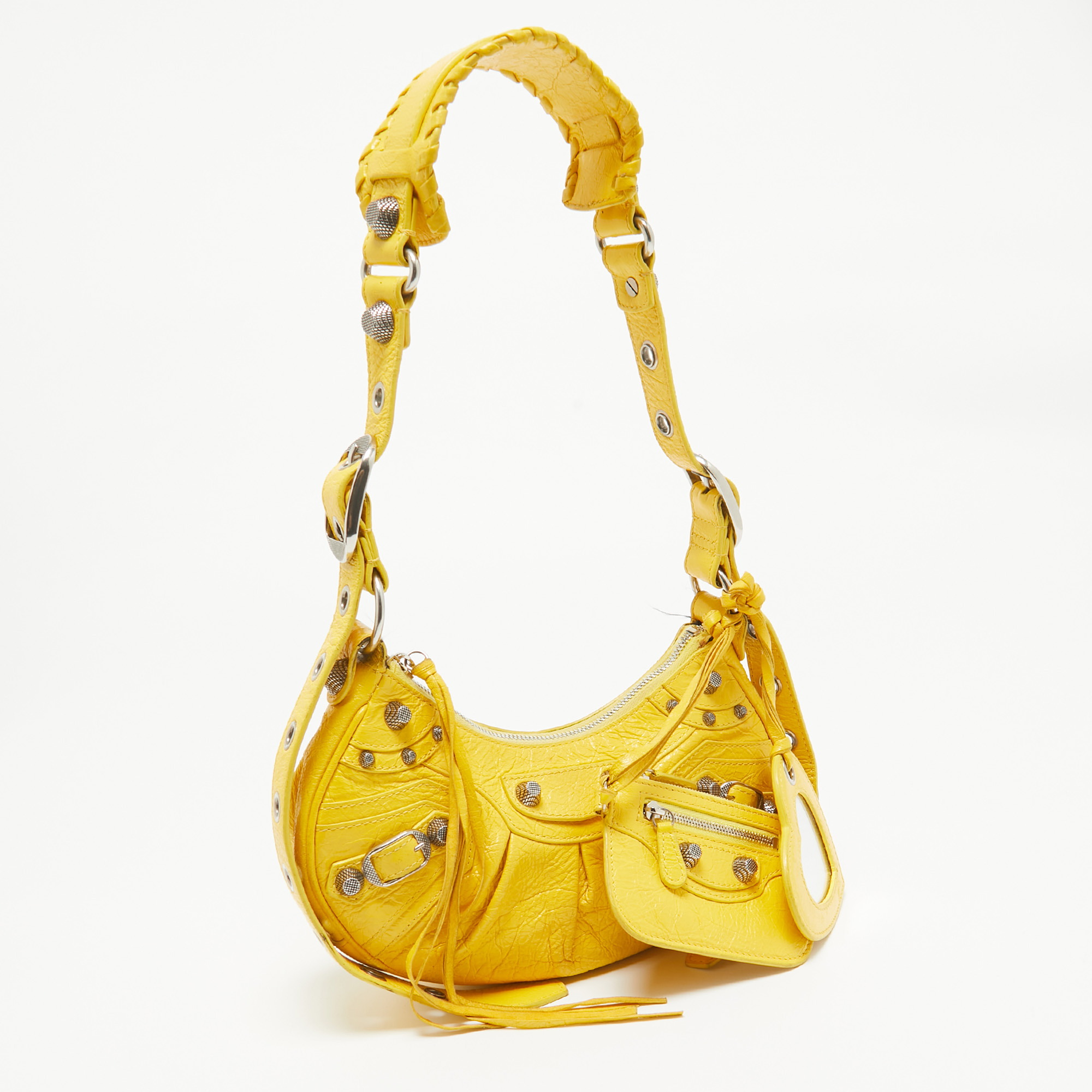 Balenciaga Mustard Leather XS Le Cagole Shoulder Bag