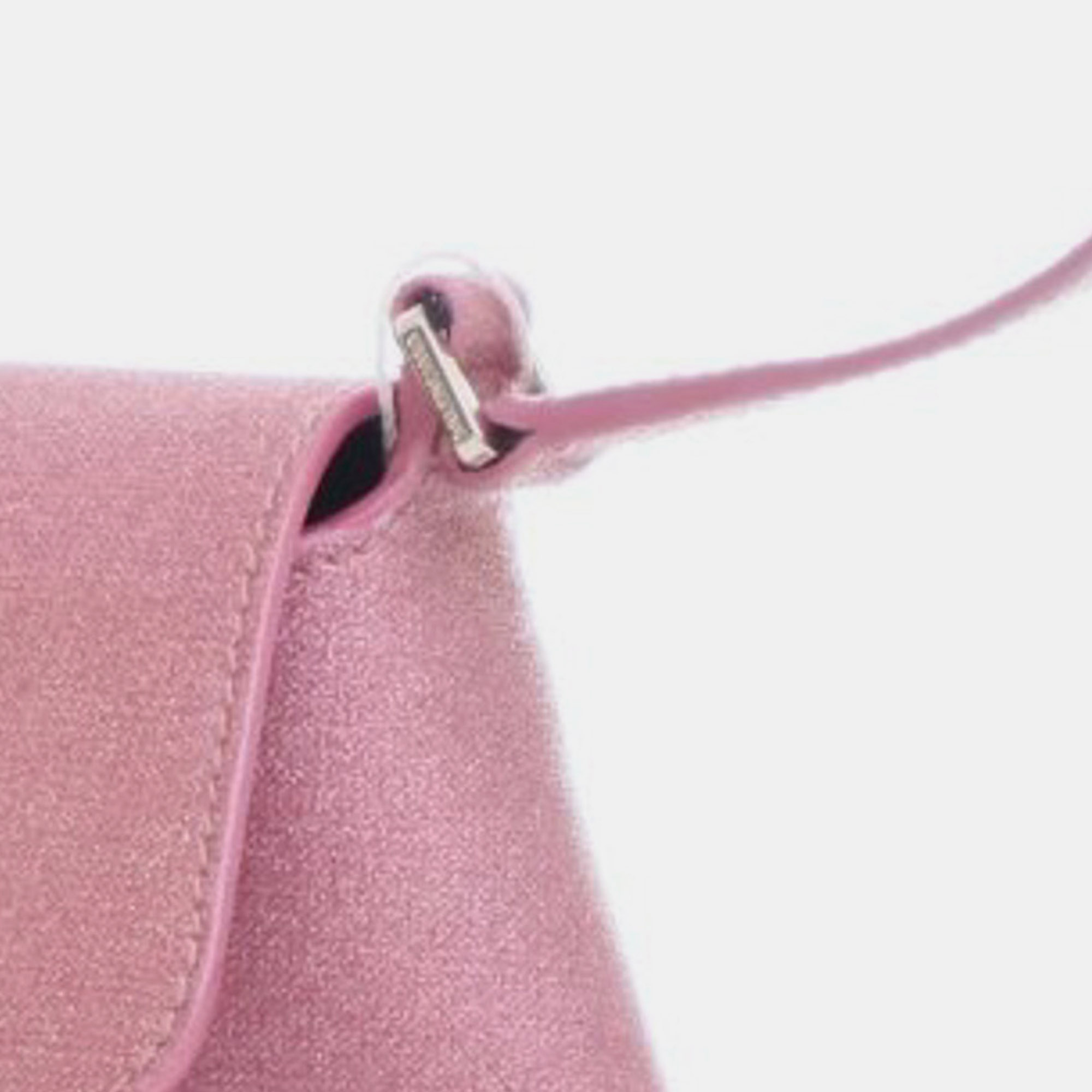 Balenciaga Pink Fabric Small Xx Glitter Flap Bag