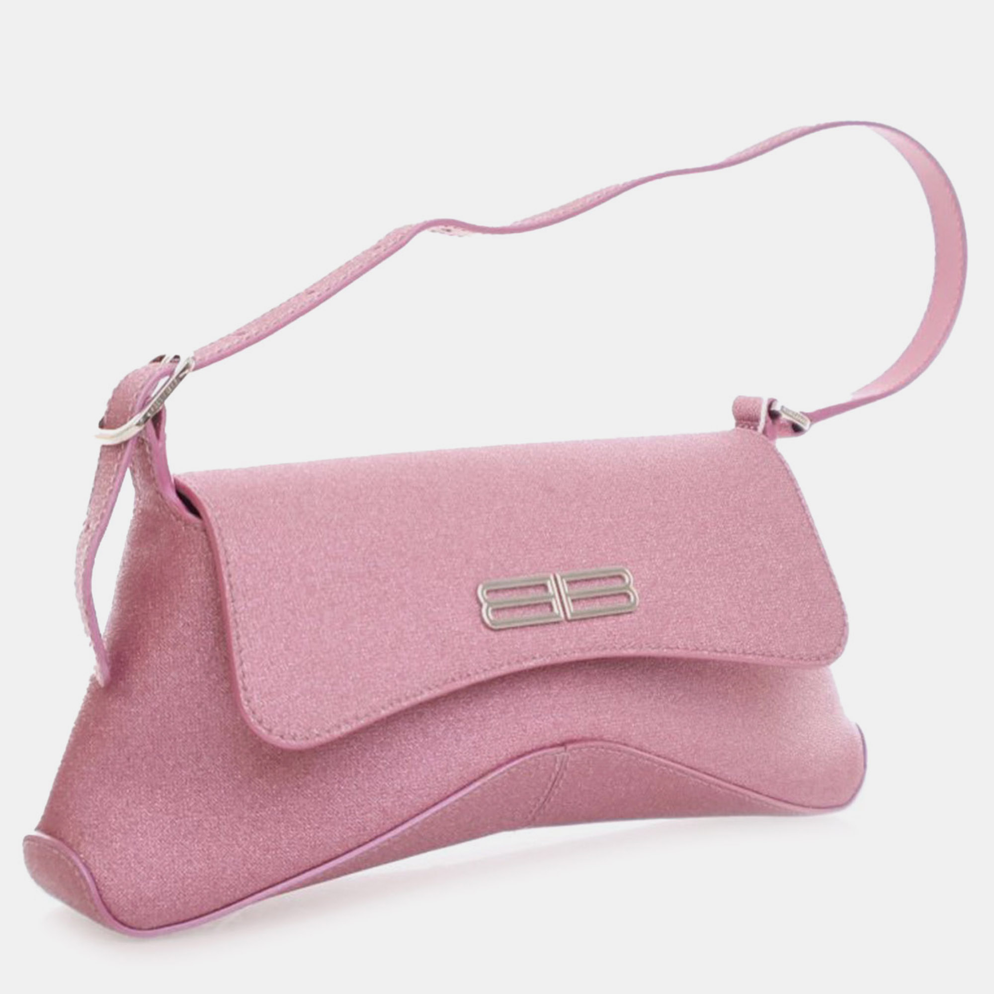 Balenciaga Pink Fabric Small Xx Glitter Flap Bag