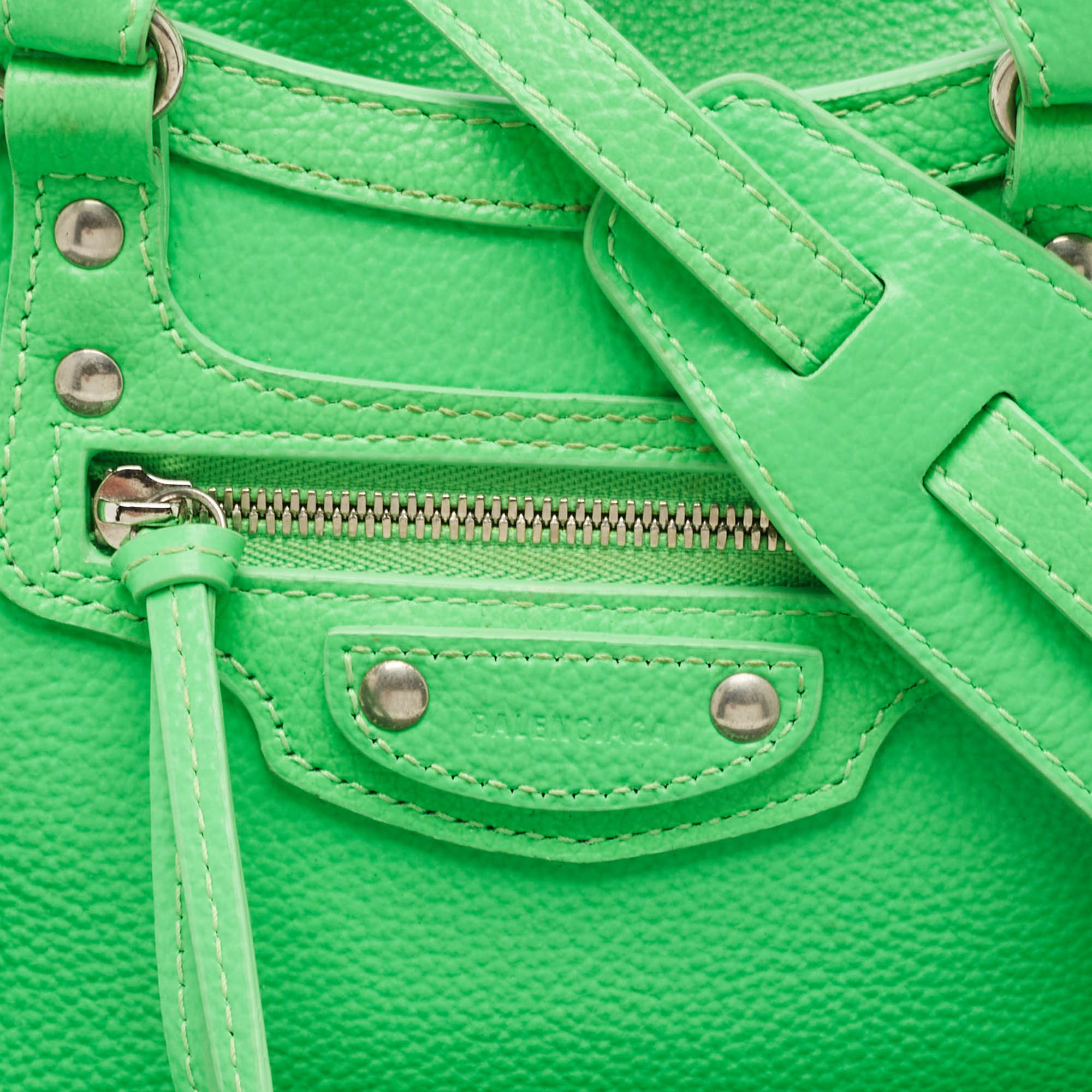 Balenciaga Neon Green Leather Mini Neo Classic Bag